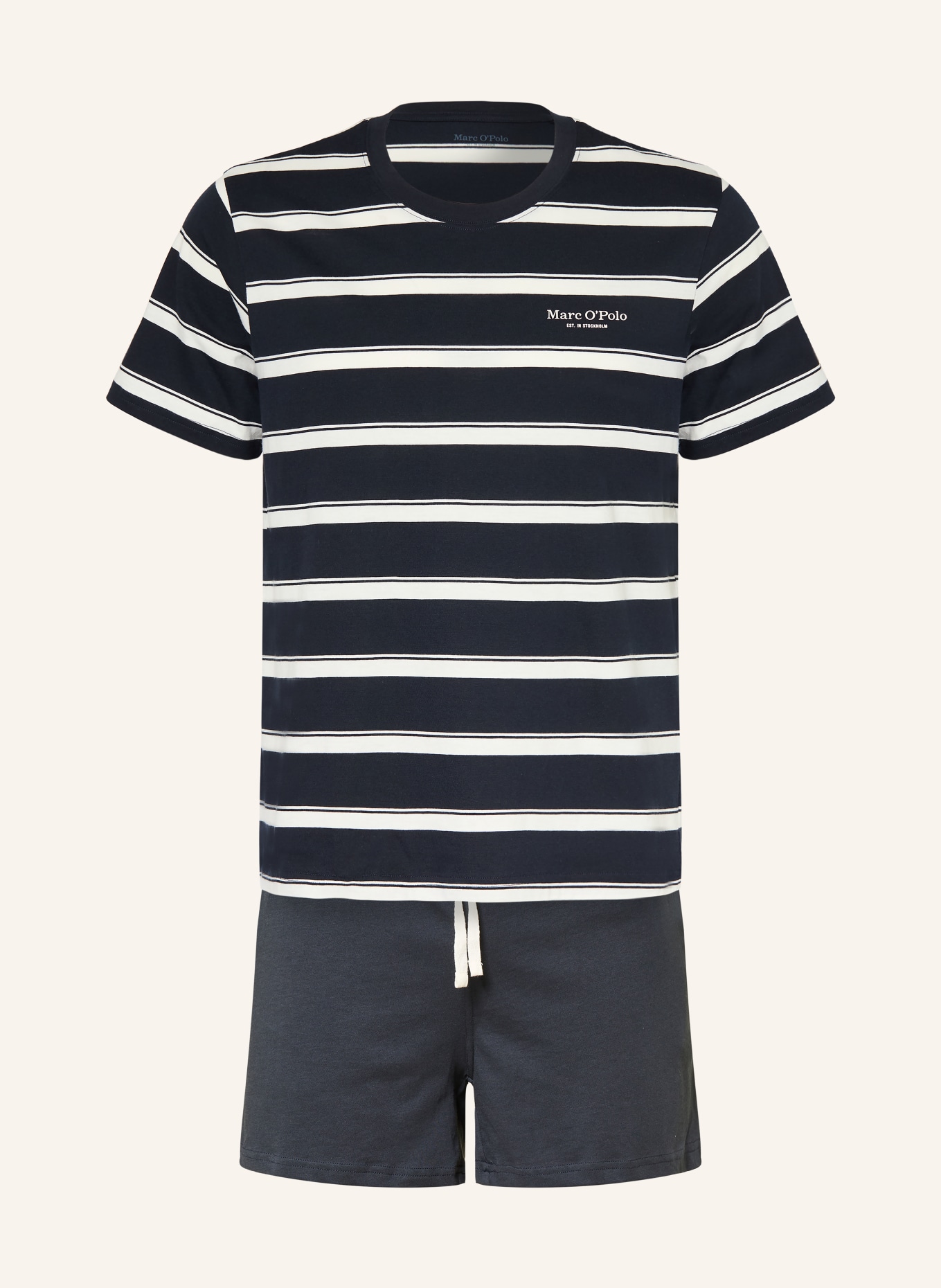 Marc O'Polo Shorty-Schlafanzug: DUNKELBLAU / WEISS