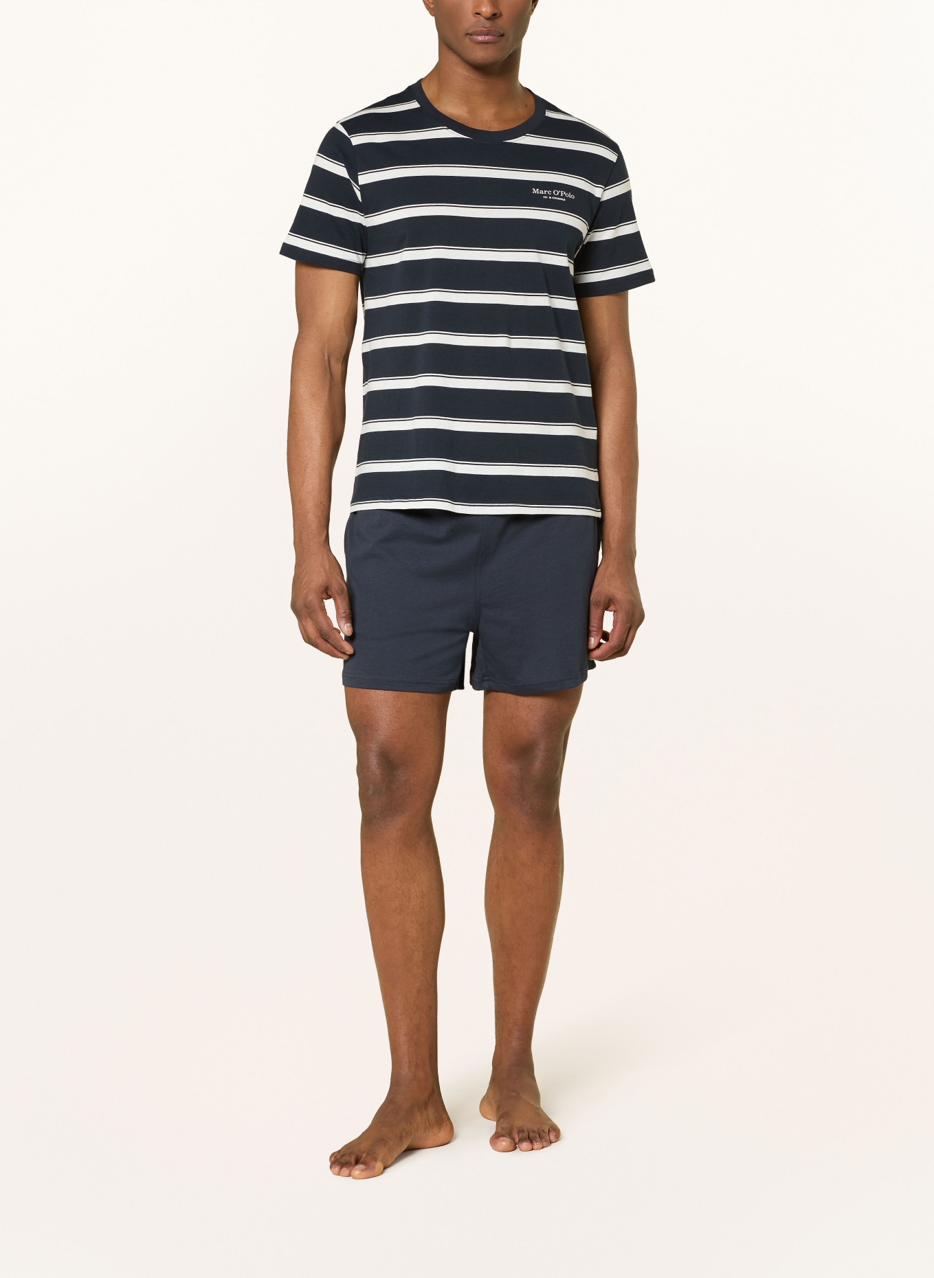 Marc O'Polo Shorty-Schlafanzug: DUNKELBLAU / WEISS