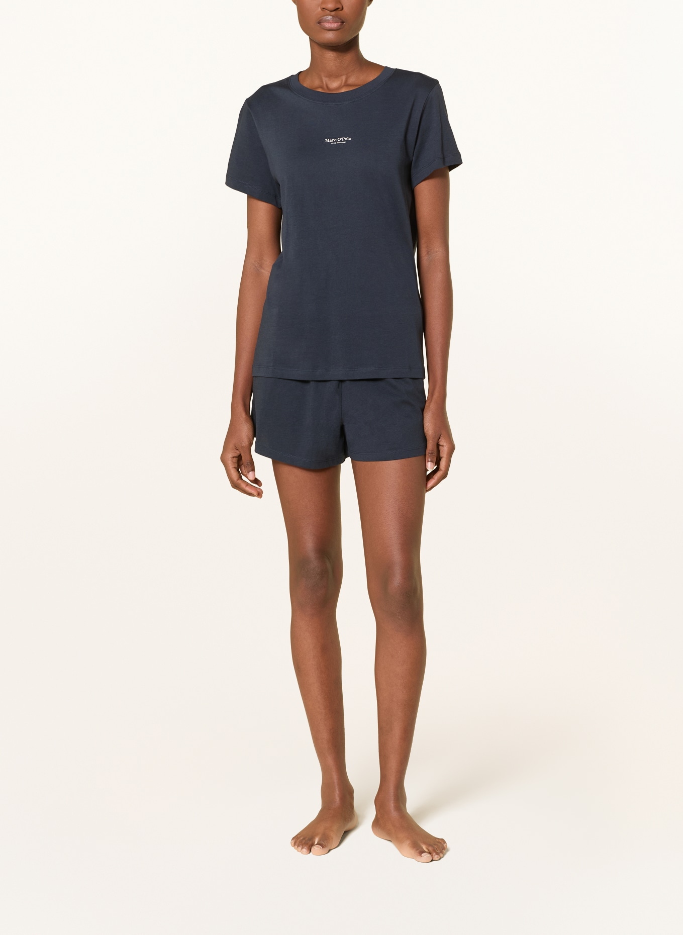 Marc O'Polo slaaphemd: DONKERBLAUW / WIT