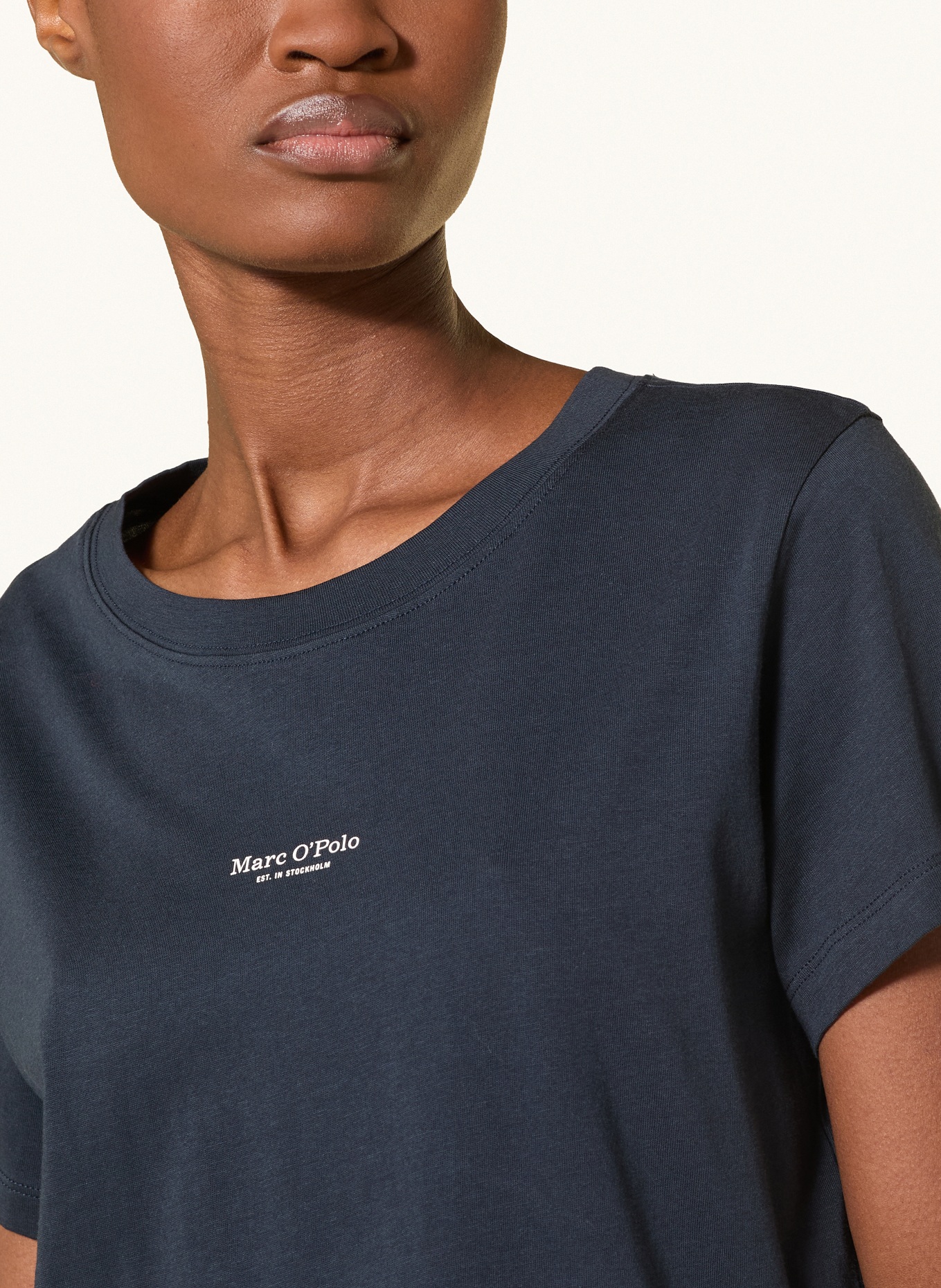 Marc O'Polo slaaphemd: DONKERBLAUW / WIT