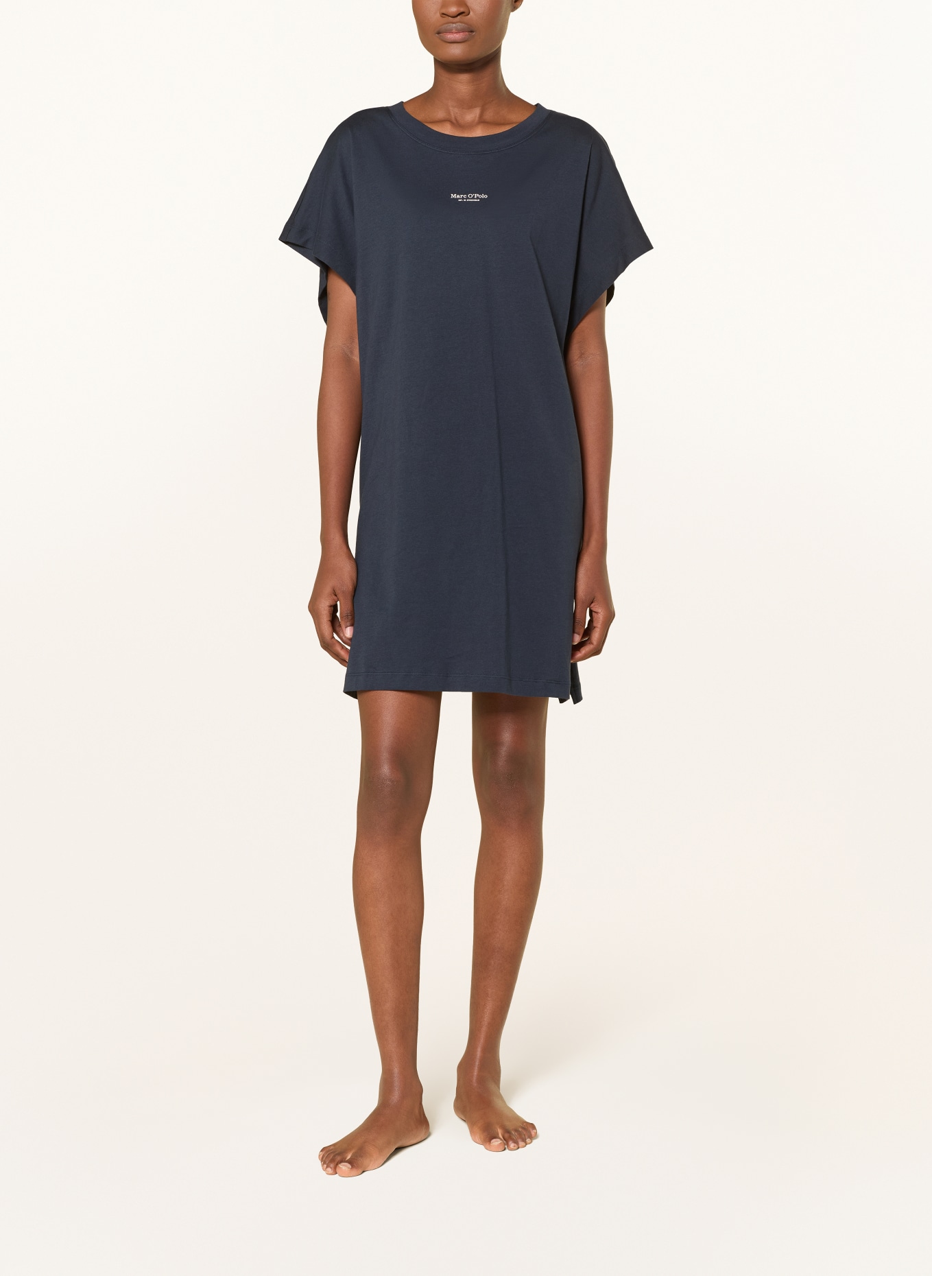 Marc O'Polo nachtjapon: DONKERBLAUW / WIT