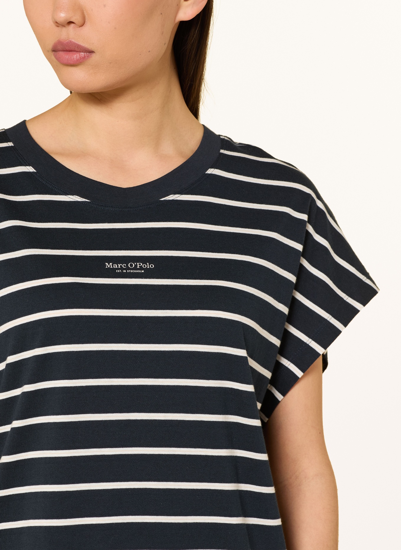 Marc O'Polo Nachthemd: DUNKELBLAU / WEISS