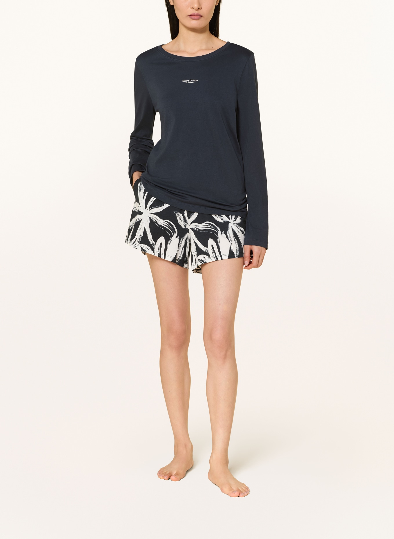 Marc O'Polo slaaphemd: DONKERBLAUW / WIT