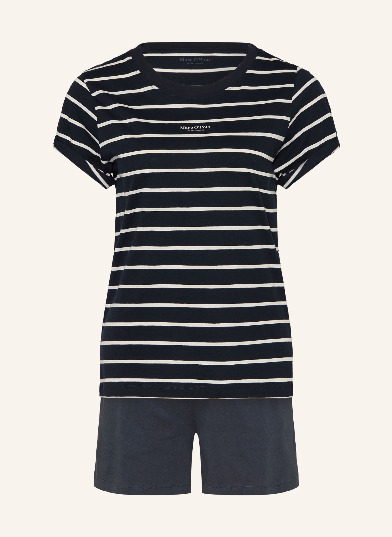 Marc O'Polo Pyžamo typu shorty: TMAVĚ MODRÁ / BÍLÁ