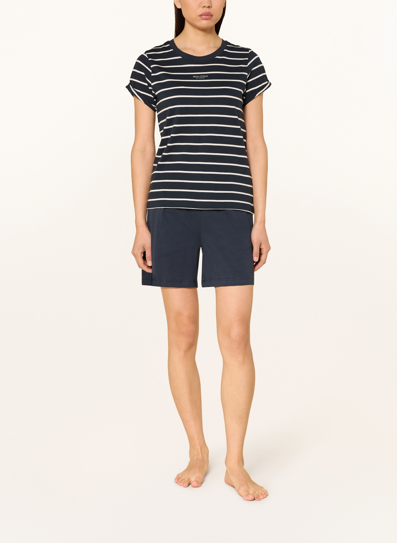 Marc O'Polo Pyžamo typu shorty: TMAVĚ MODRÁ / BÍLÁ
