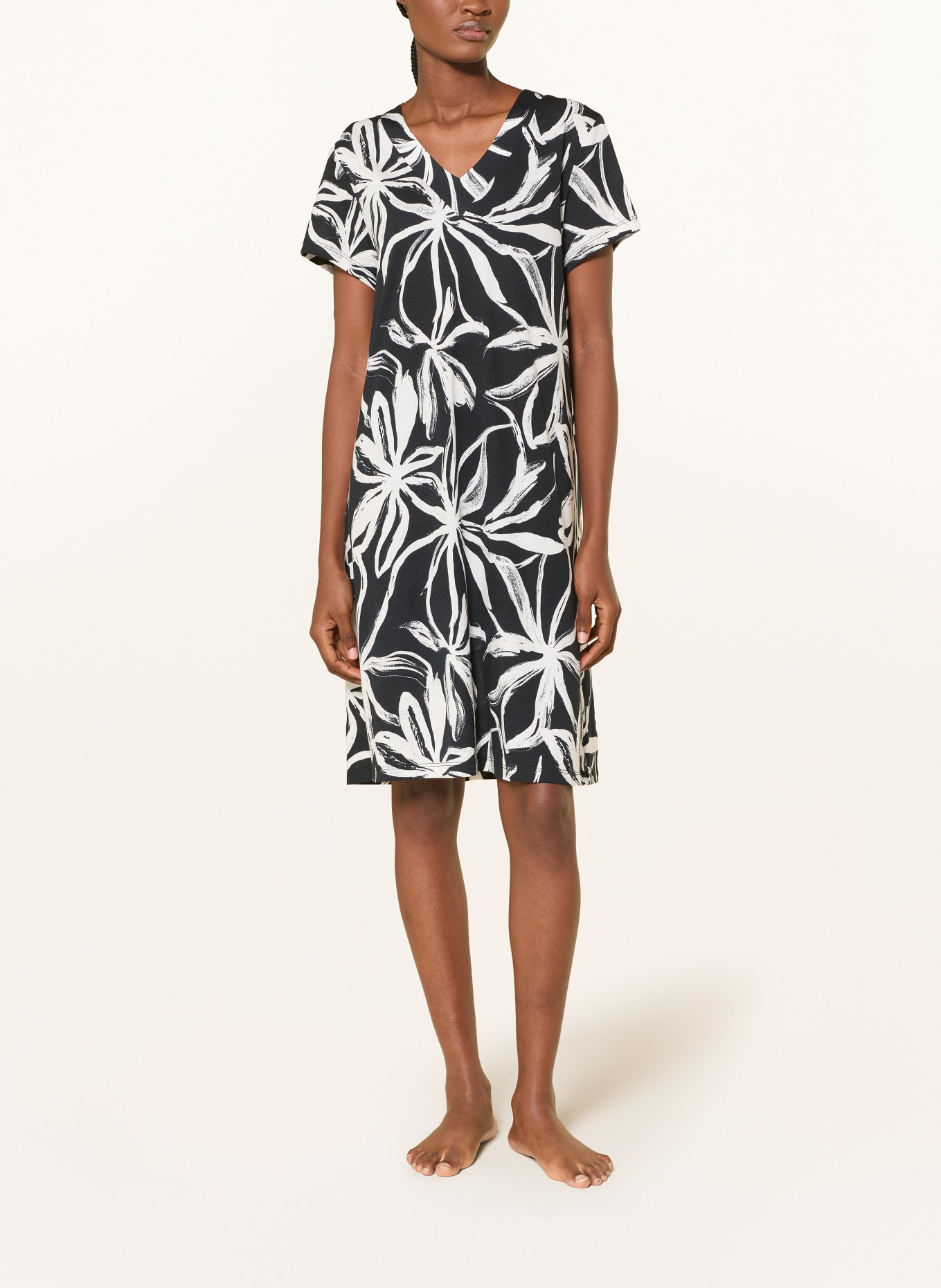 Marc O'Polo nachtjapon: ZWART / WIT