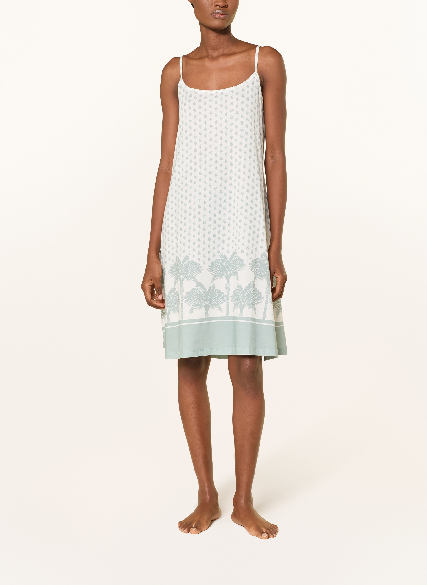 Marc O'Polo nachtjapon: CRÈME / LICHTGROEN