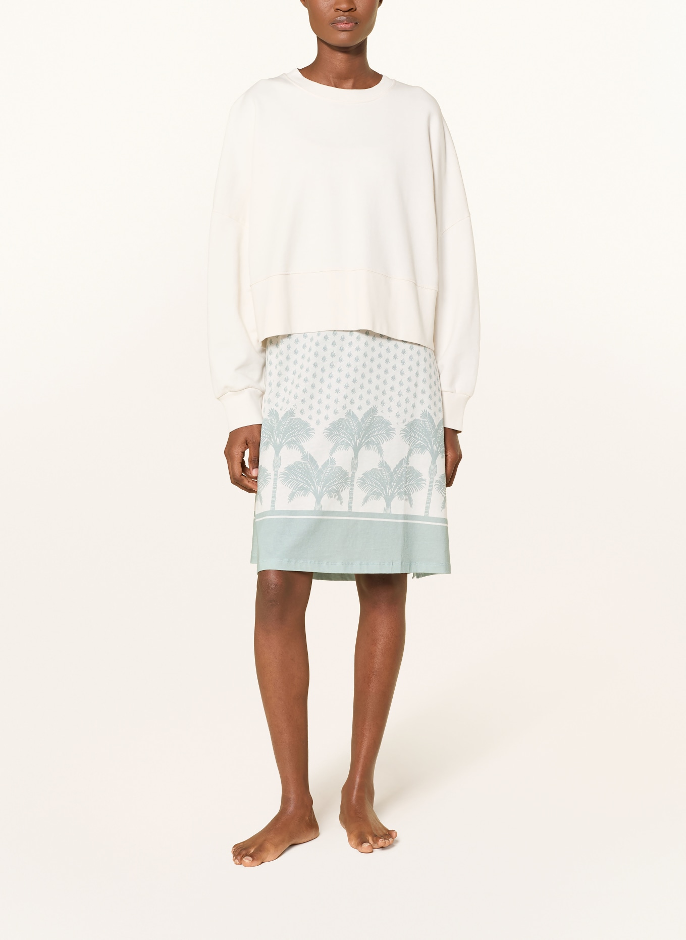 Marc O'Polo nachtjapon: CRÈME / LICHTGROEN