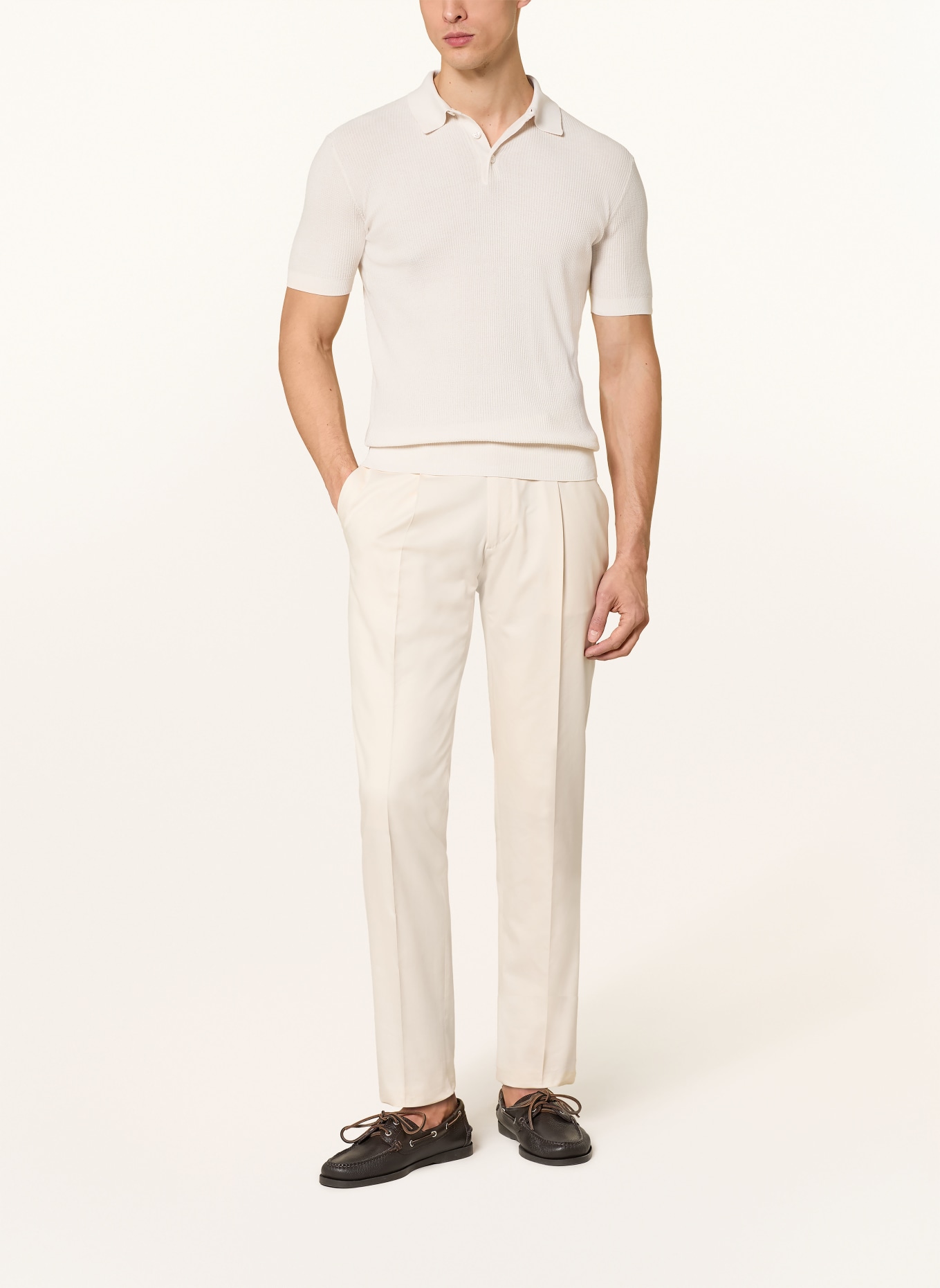 FEDELI knitted polo shirt: CREAM