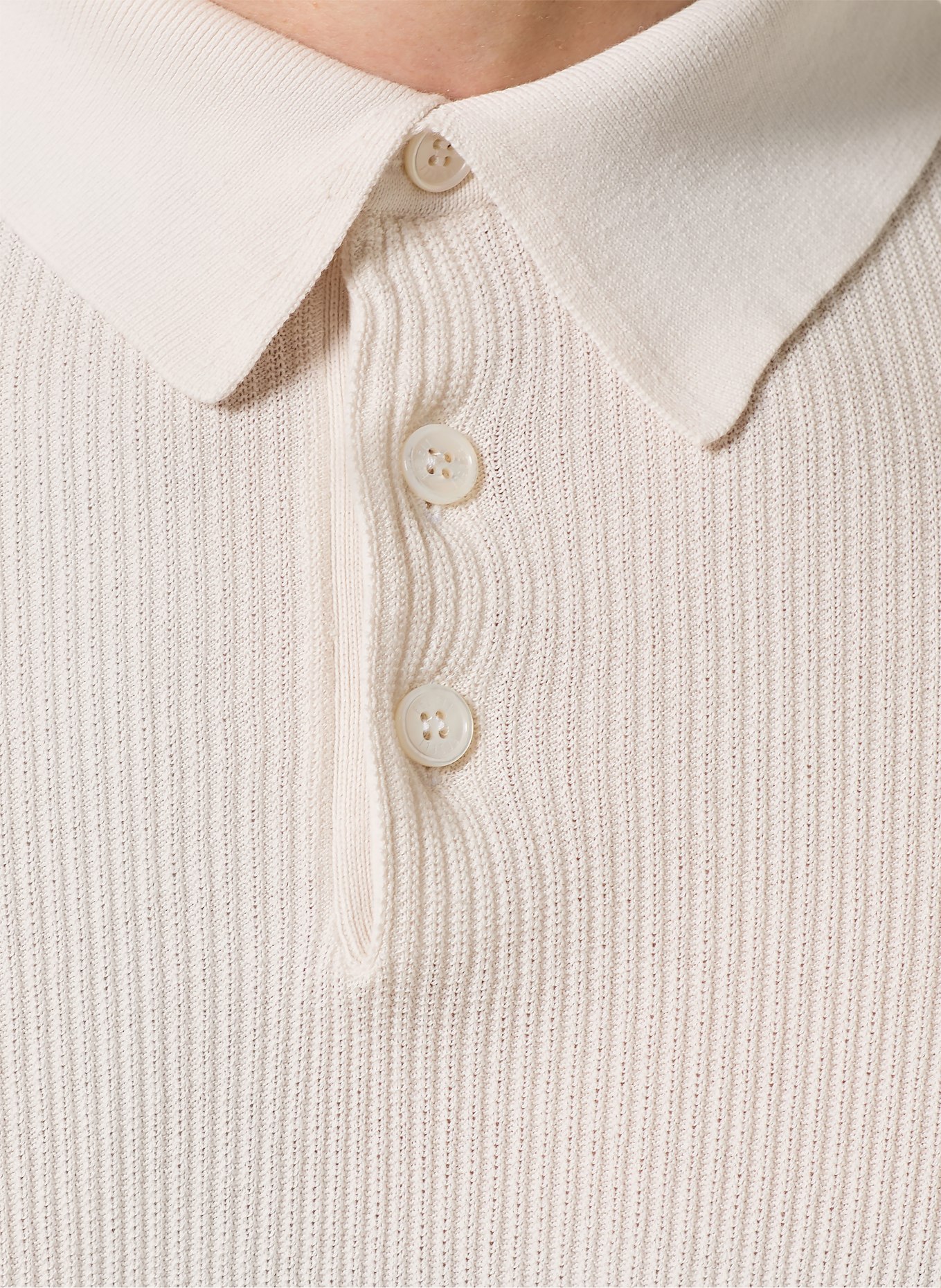 FEDELI knitted polo shirt: CREAM
