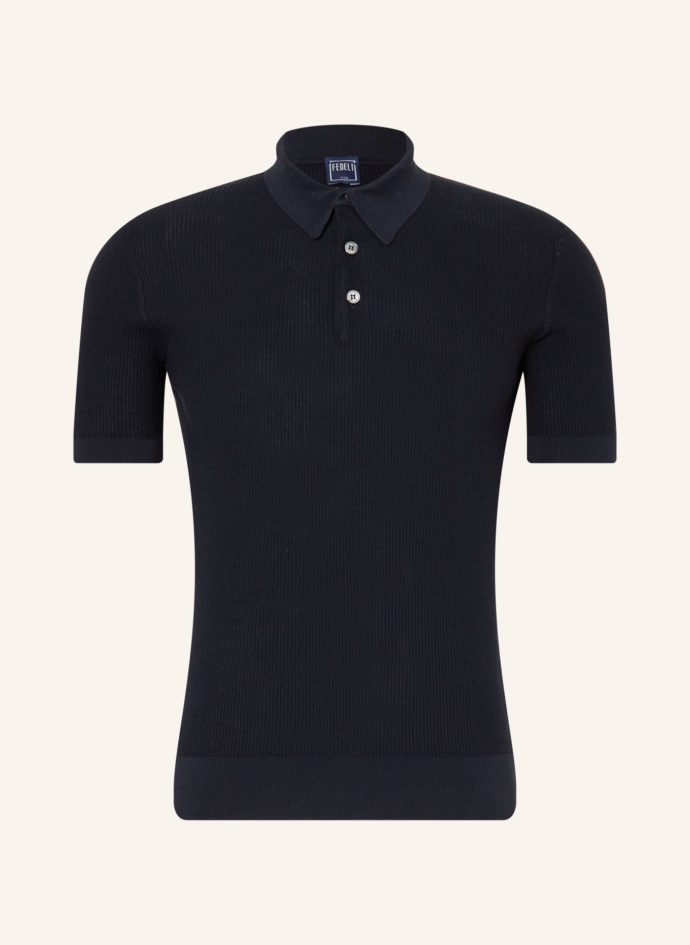 FEDELI Gebreid poloshirt: DONKERBLAUW