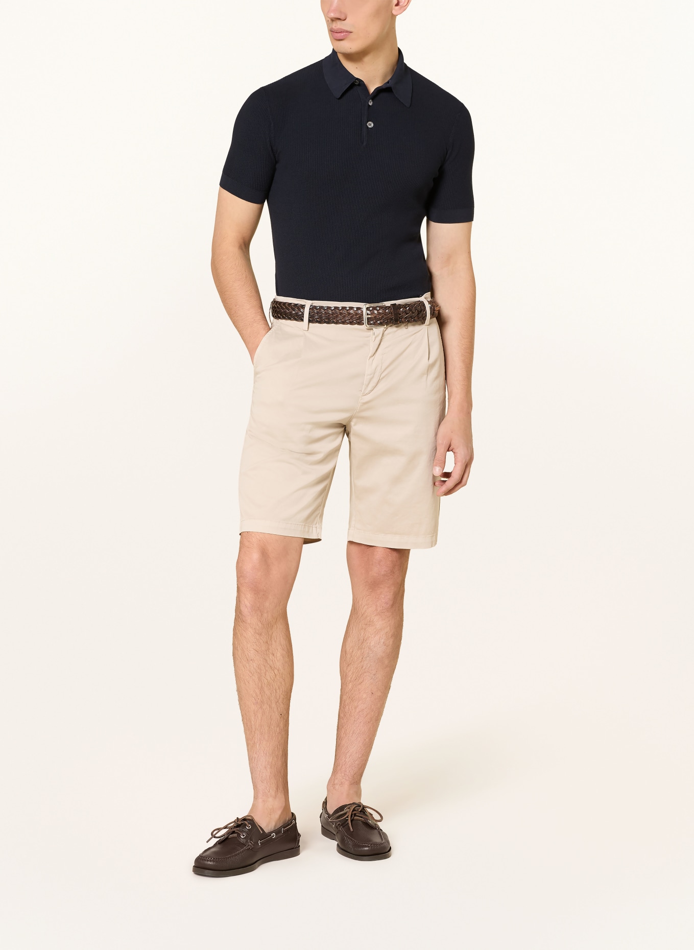 FEDELI Gebreid poloshirt: DONKERBLAUW