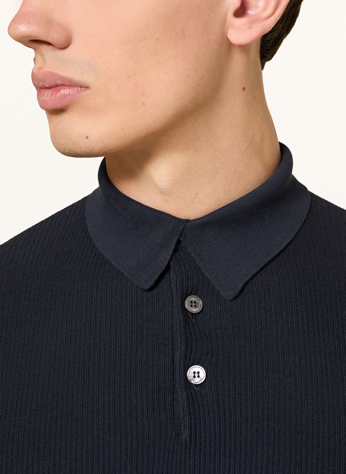 FEDELI Gebreid poloshirt: DONKERBLAUW