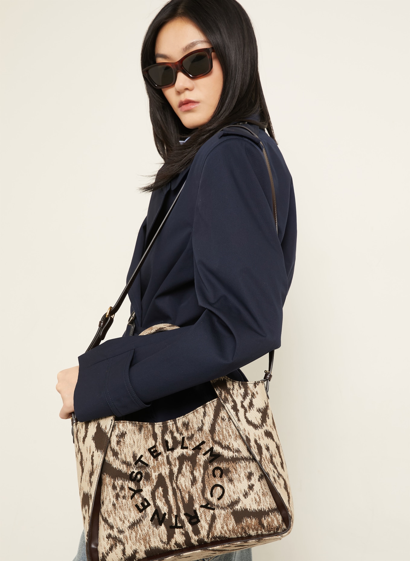 STELLA McCARTNEY Shoulder bag with removable pouch: DARK BROWN / BROWN / BEIGE