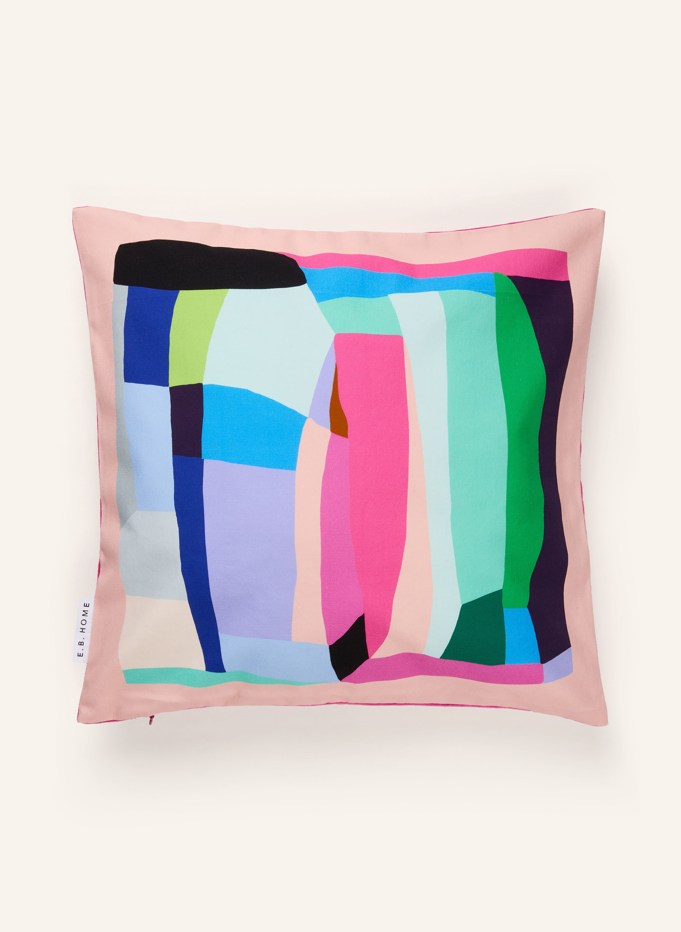 EB HOME Decoratieve kussenhoes: ROZE / ROZE / BLAUW