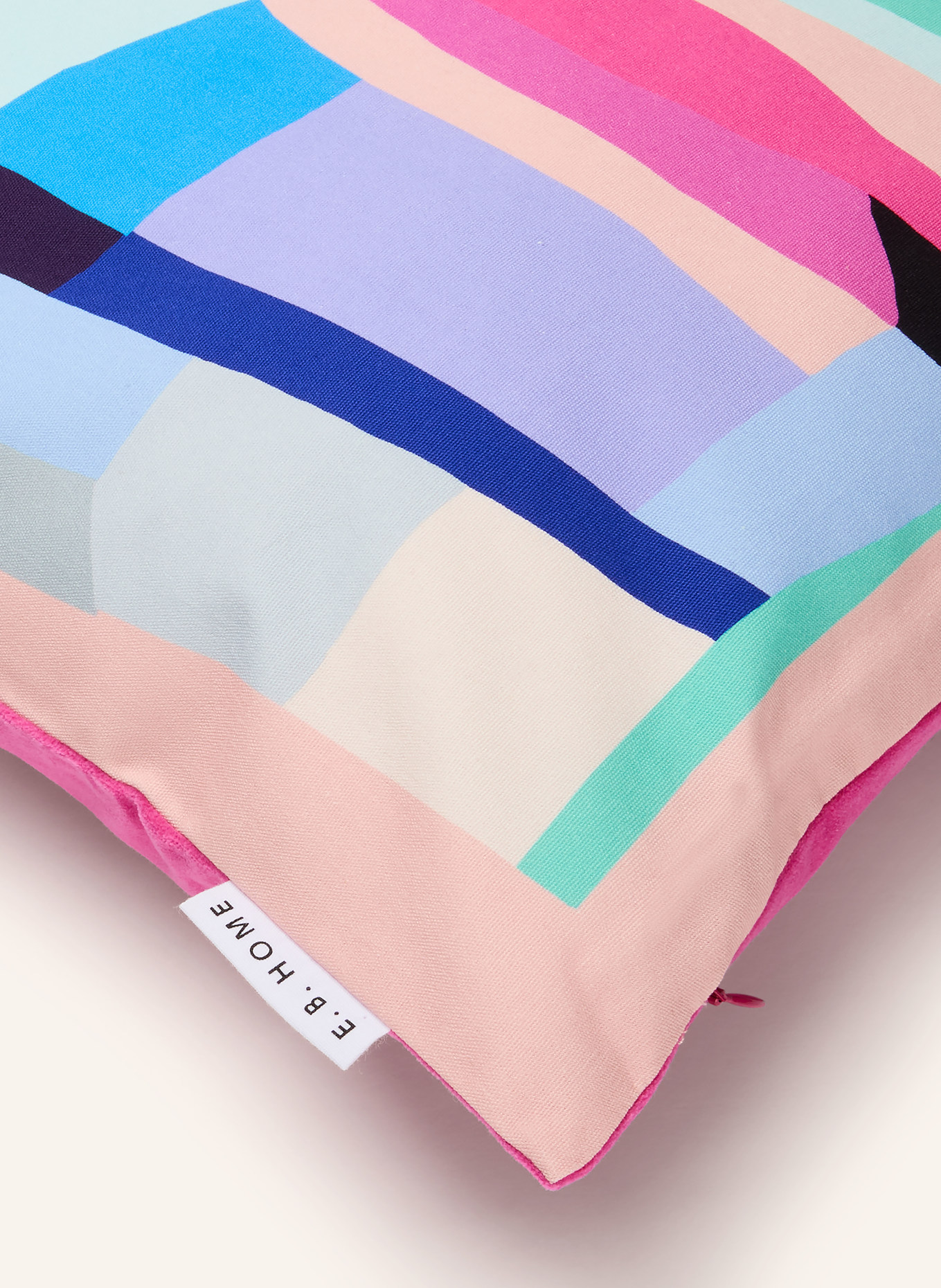 EB HOME Decoratieve kussenhoes: ROZE / ROZE / BLAUW