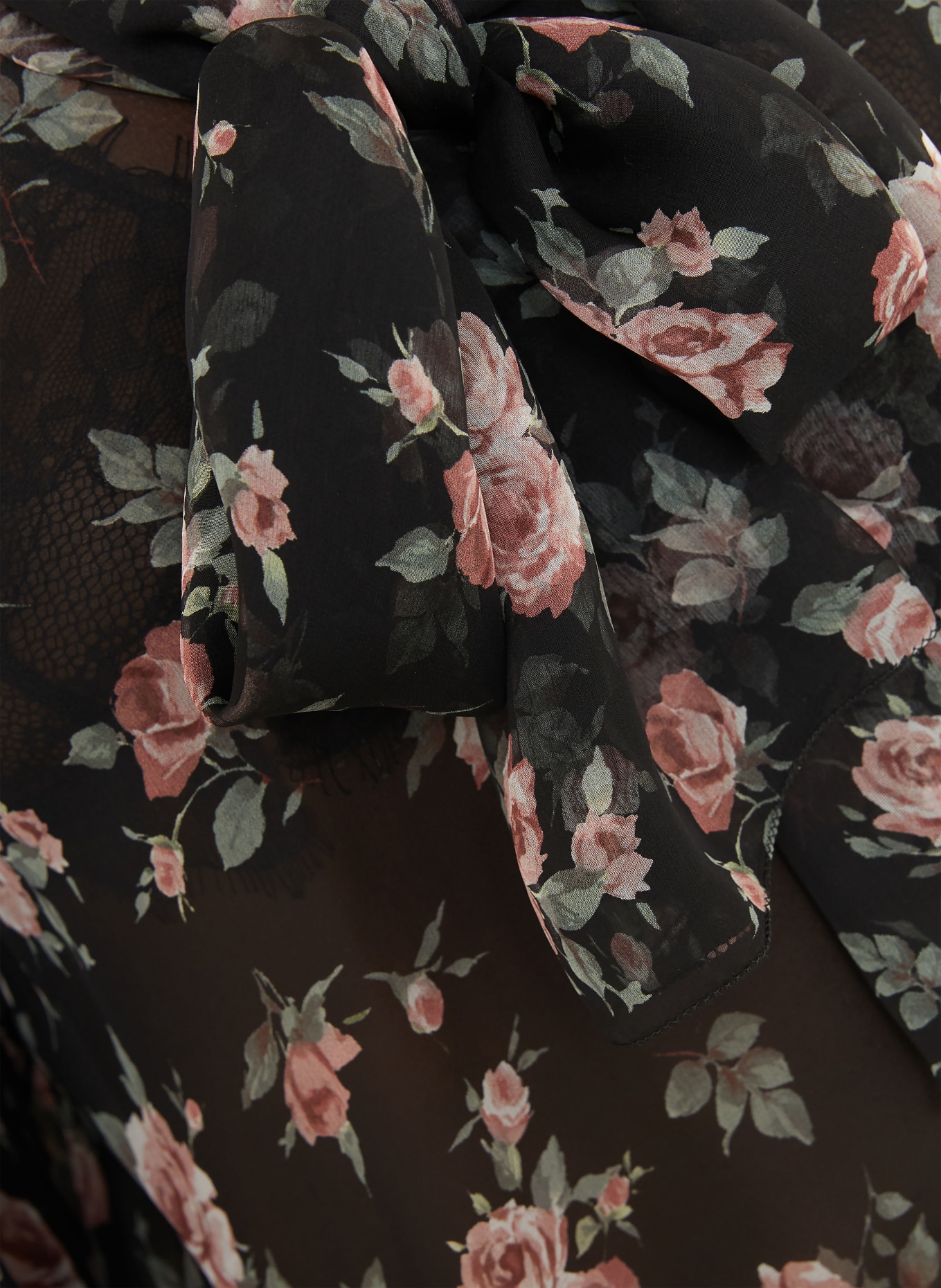 DOLCE & GABBANA Silk bow blouse: BLACK / ROSE / GREEN