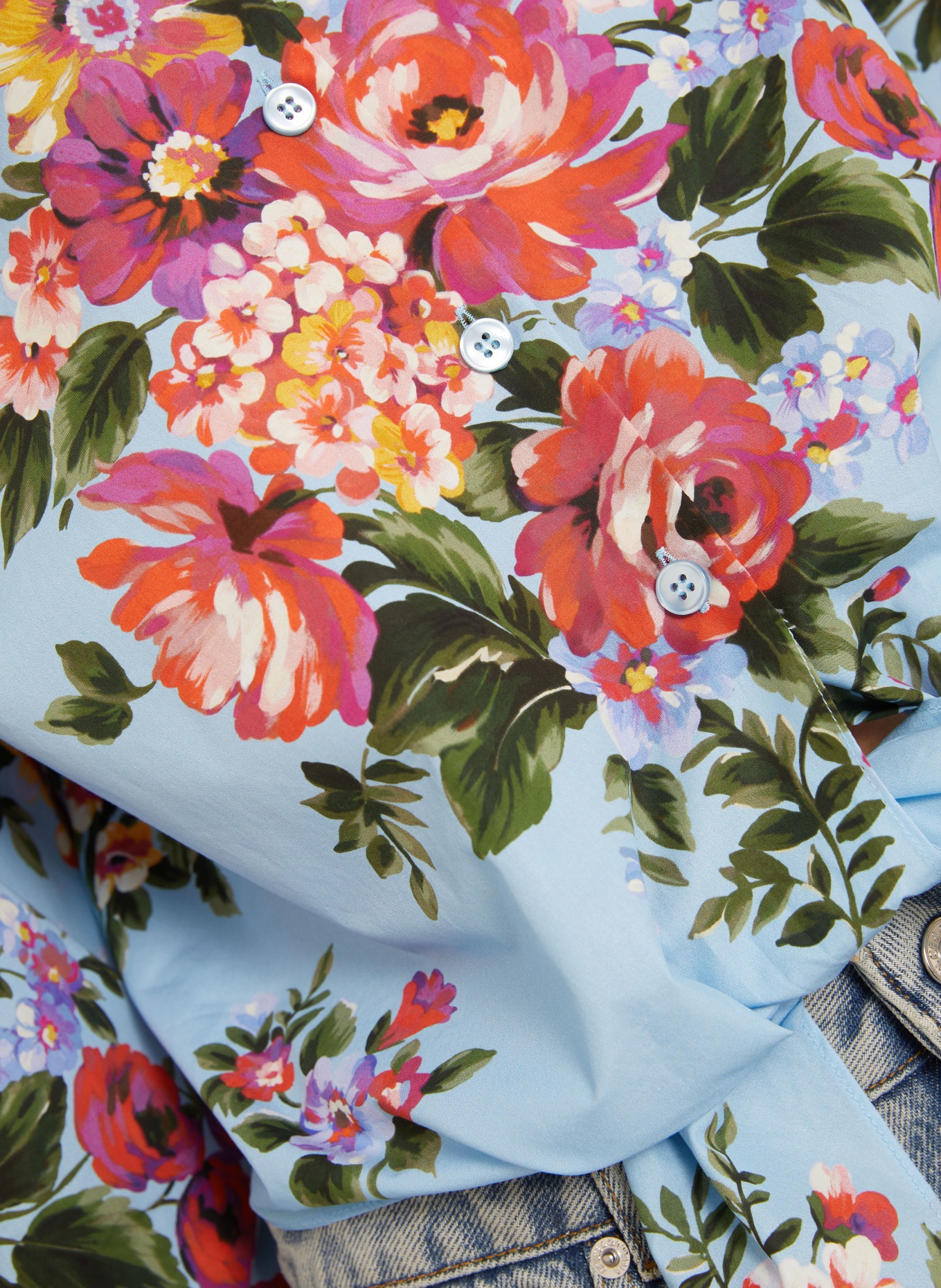 DOLCE & GABBANA Hemdbluse: HELLBLAU / PINK / ROT