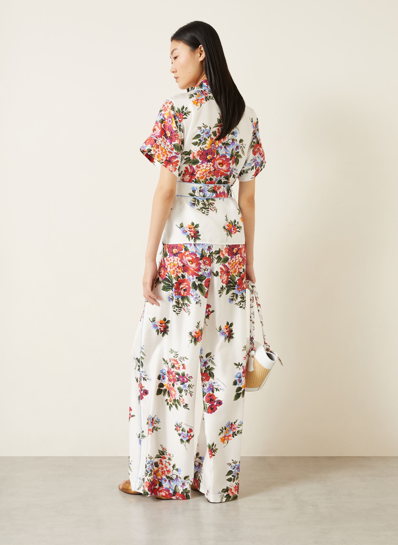 DOLCE & GABBANA Seidenbluse: WEISS / ROT / DUNKELGRÜN