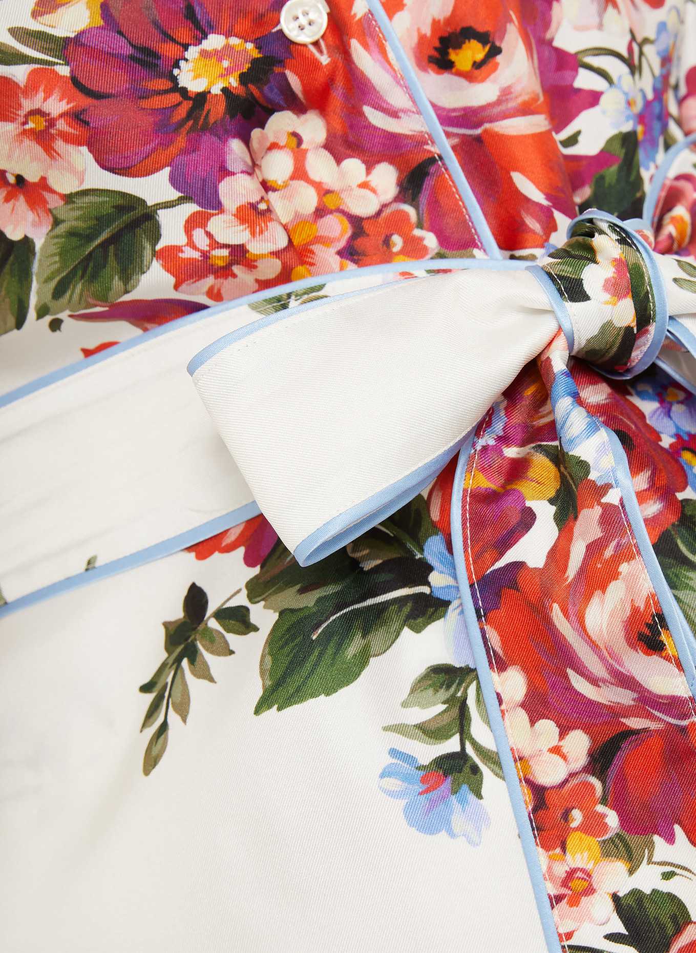 DOLCE & GABBANA Seidenbluse: WEISS / ROT / DUNKELGRÜN