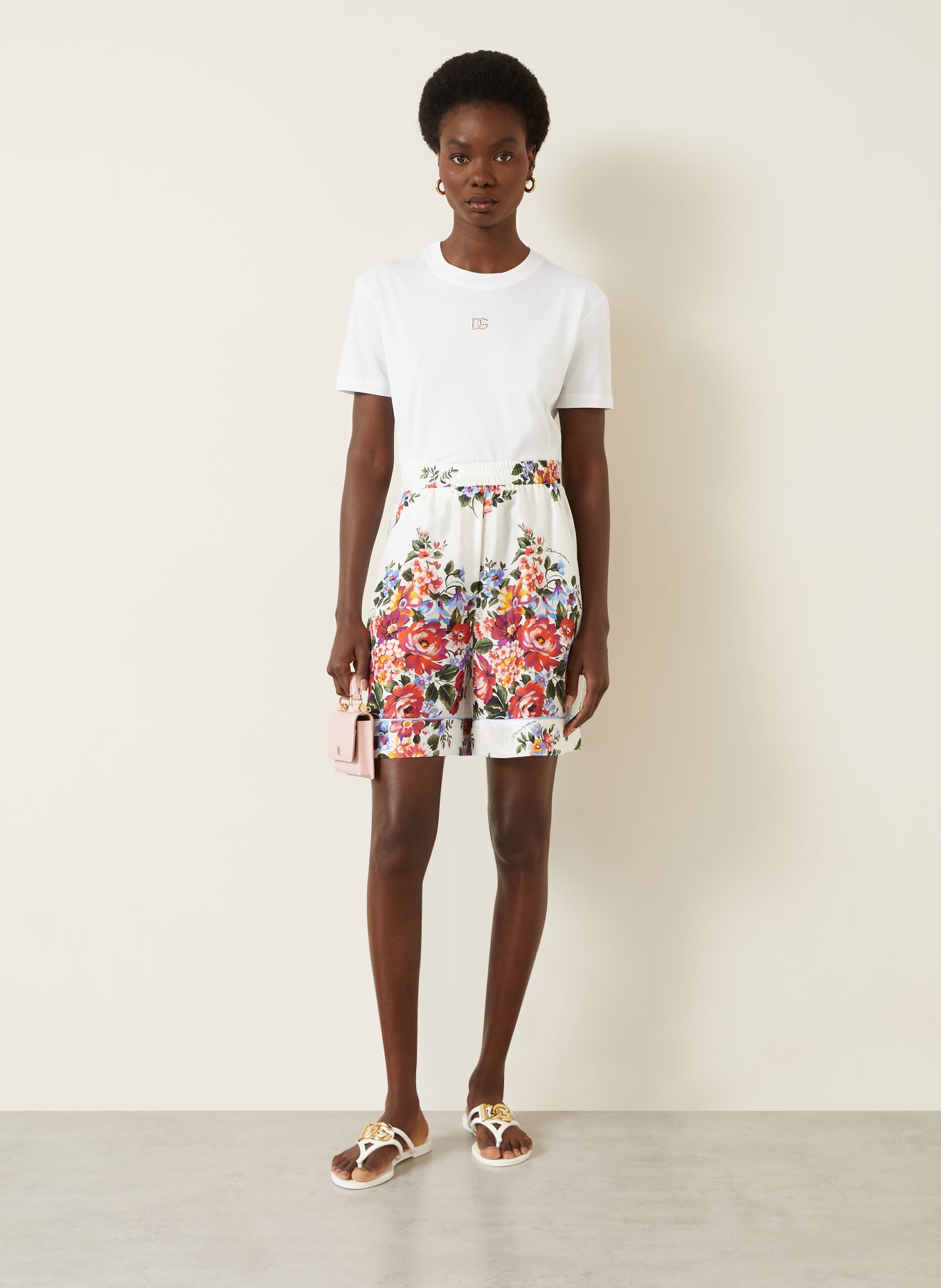 DOLCE & GABBANA T-shirt avec pierres précieuses: BLANC