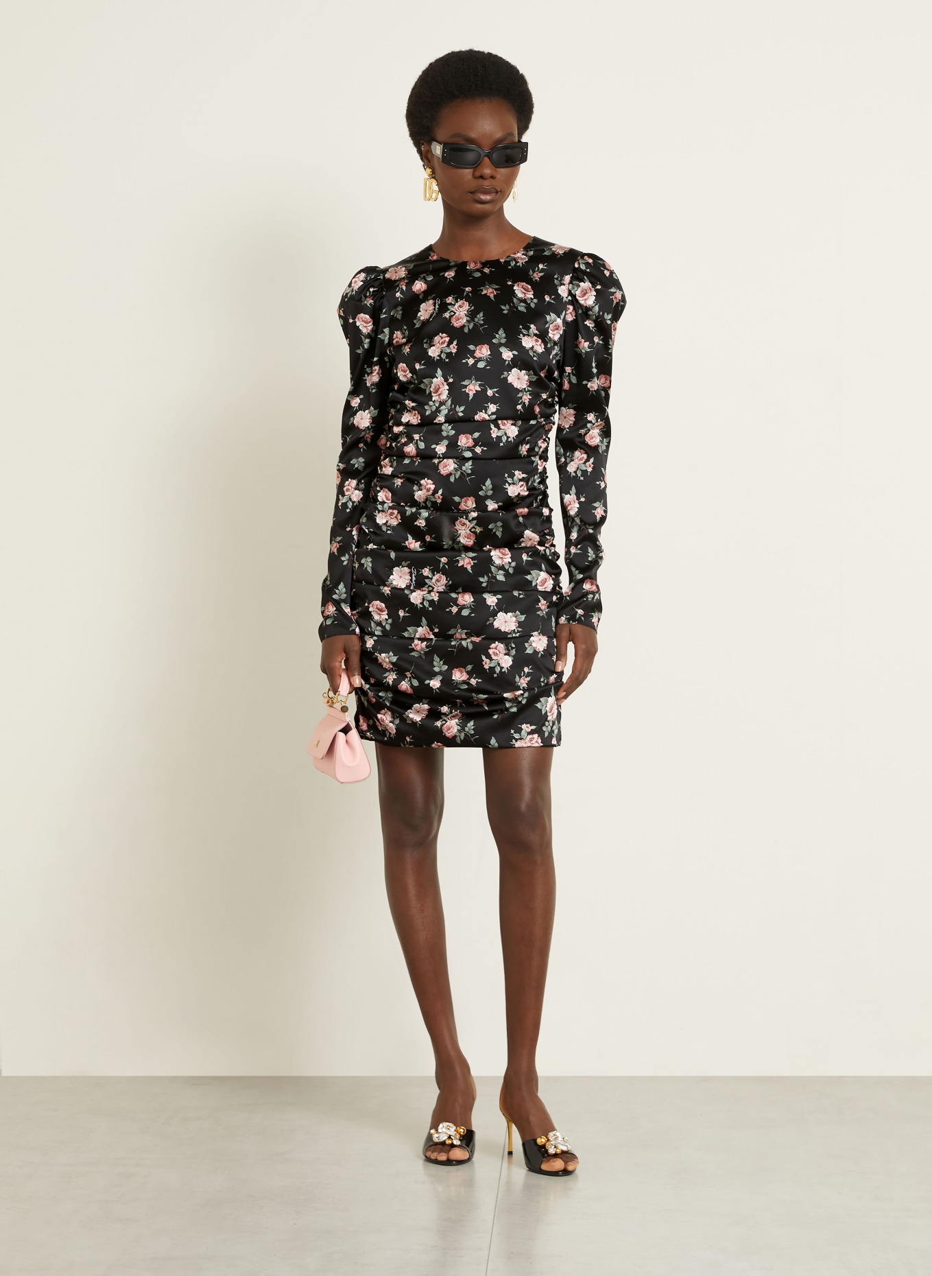 DOLCE & GABBANA Kleid: SCHWARZ / ALTROSA / GRÜN