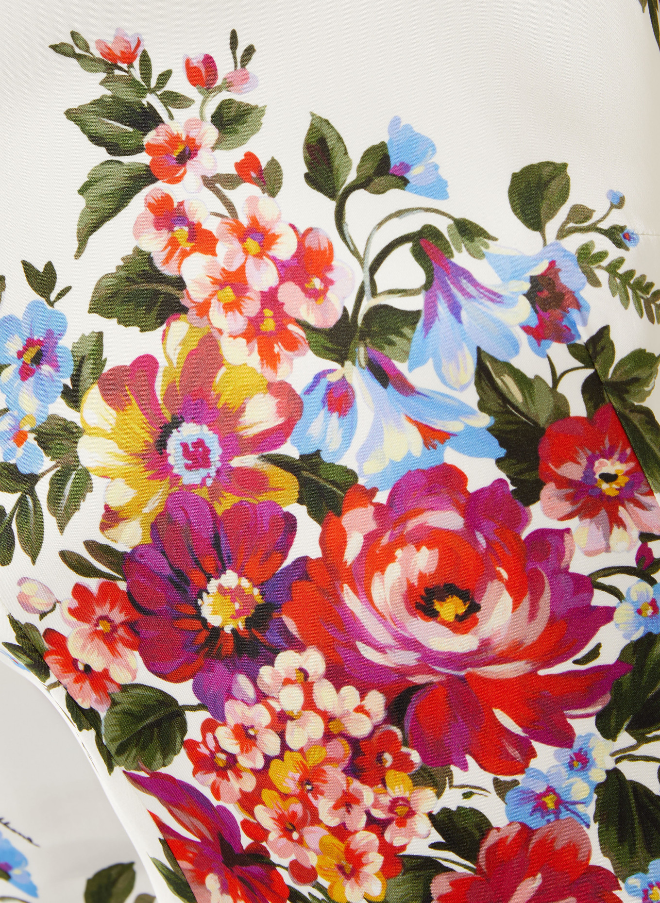 DOLCE & GABBANA Satijnen jurk met 3/4-mouwen: WIT / ROOD / DONKERGROEN