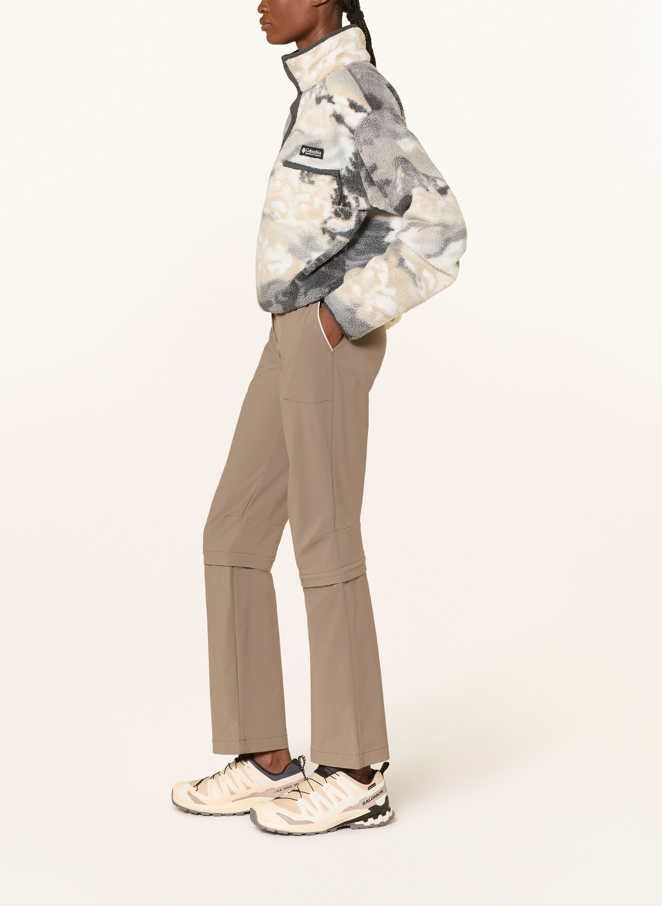 VAUDE Kalhoty s odnímatelnými nohavicemi FARLEY STRETCH CAPRI: BÉŽOVÁ