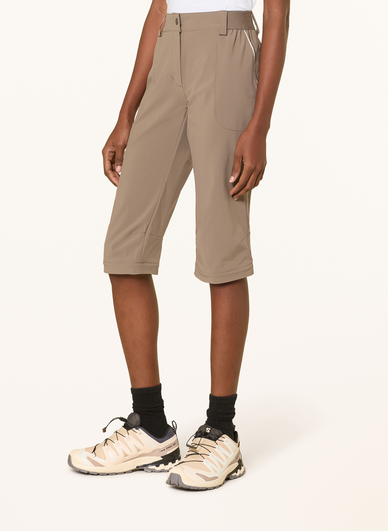 VAUDE Kalhoty s odnímatelnými nohavicemi FARLEY STRETCH CAPRI: BÉŽOVÁ