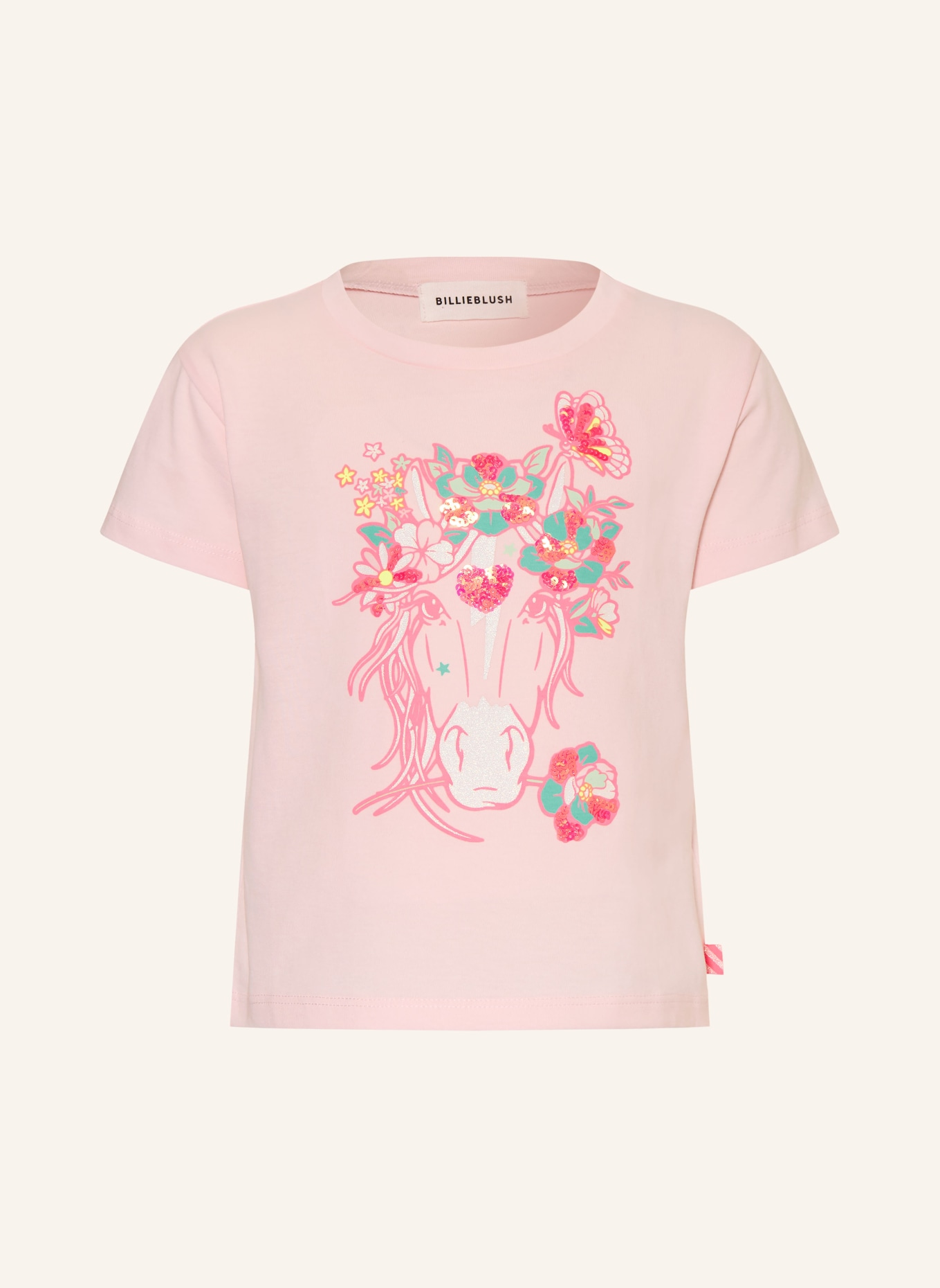 Billieblush T-shirt à paillettes: ROSE CLAIR / VERT