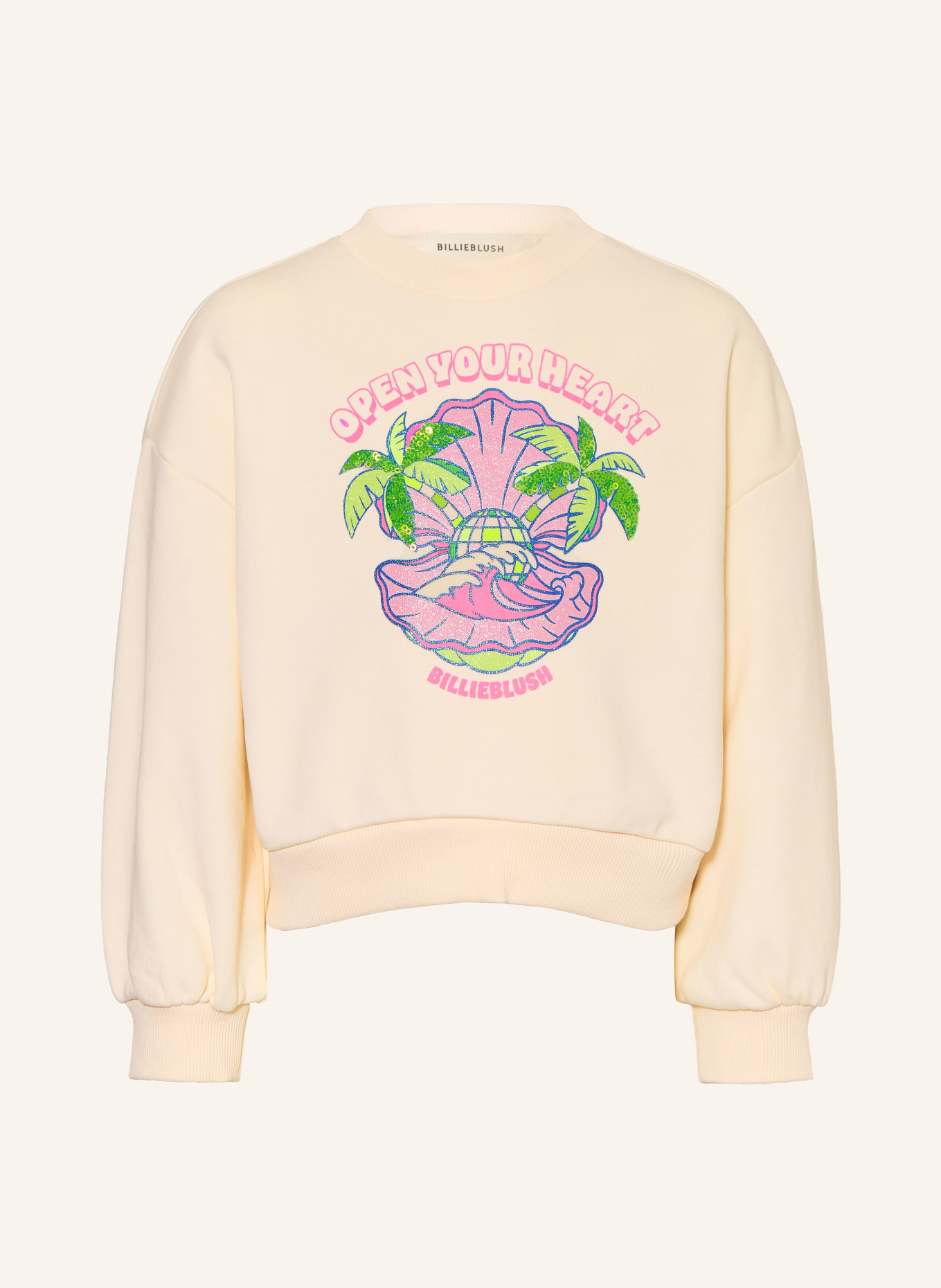 Billieblush Sweat-shirt à paillettes: CRÈME / ROSE FLUO / VERT CLAIR