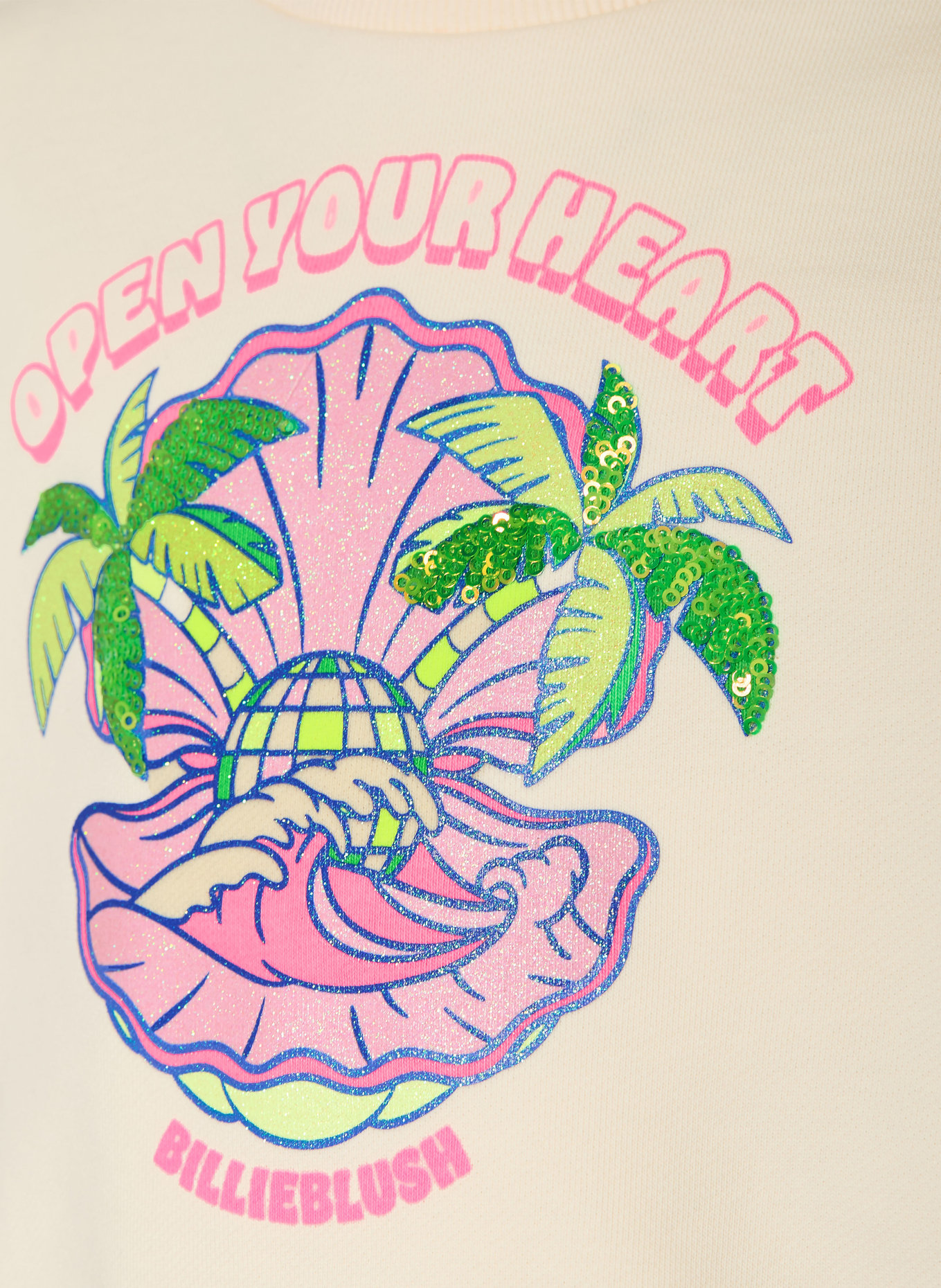 Billieblush Sweat-shirt à paillettes: CRÈME / ROSE FLUO / VERT CLAIR