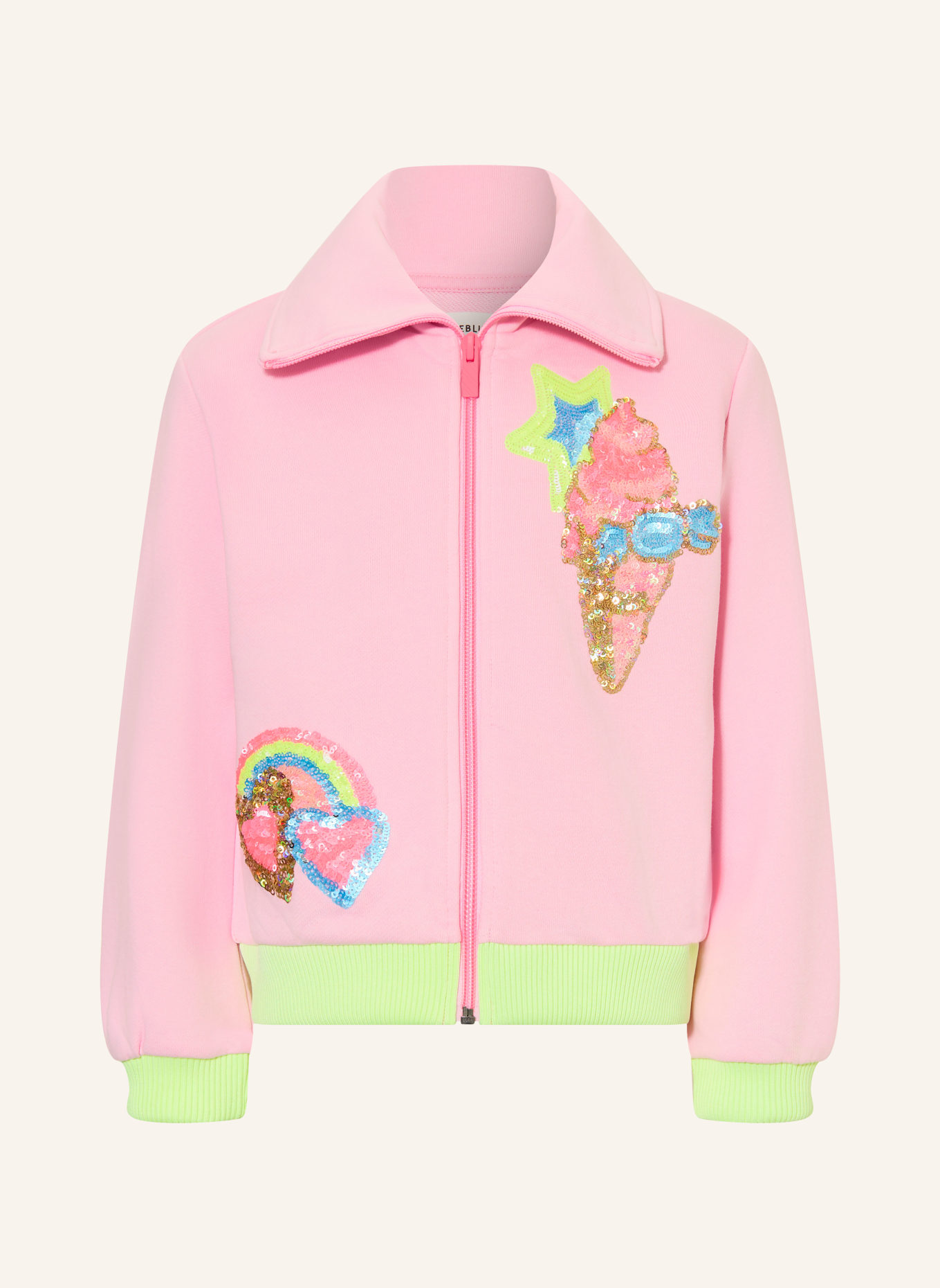Billieblush Veste sweat à paillettes: ROSE FUCHSIA / VERT FLUO / BLEU
