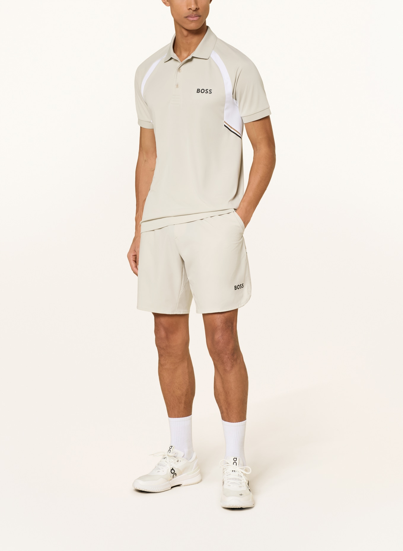 BOSS Functioneel poloshirt TOC: LICHTGRIJS / WIT / ZWART