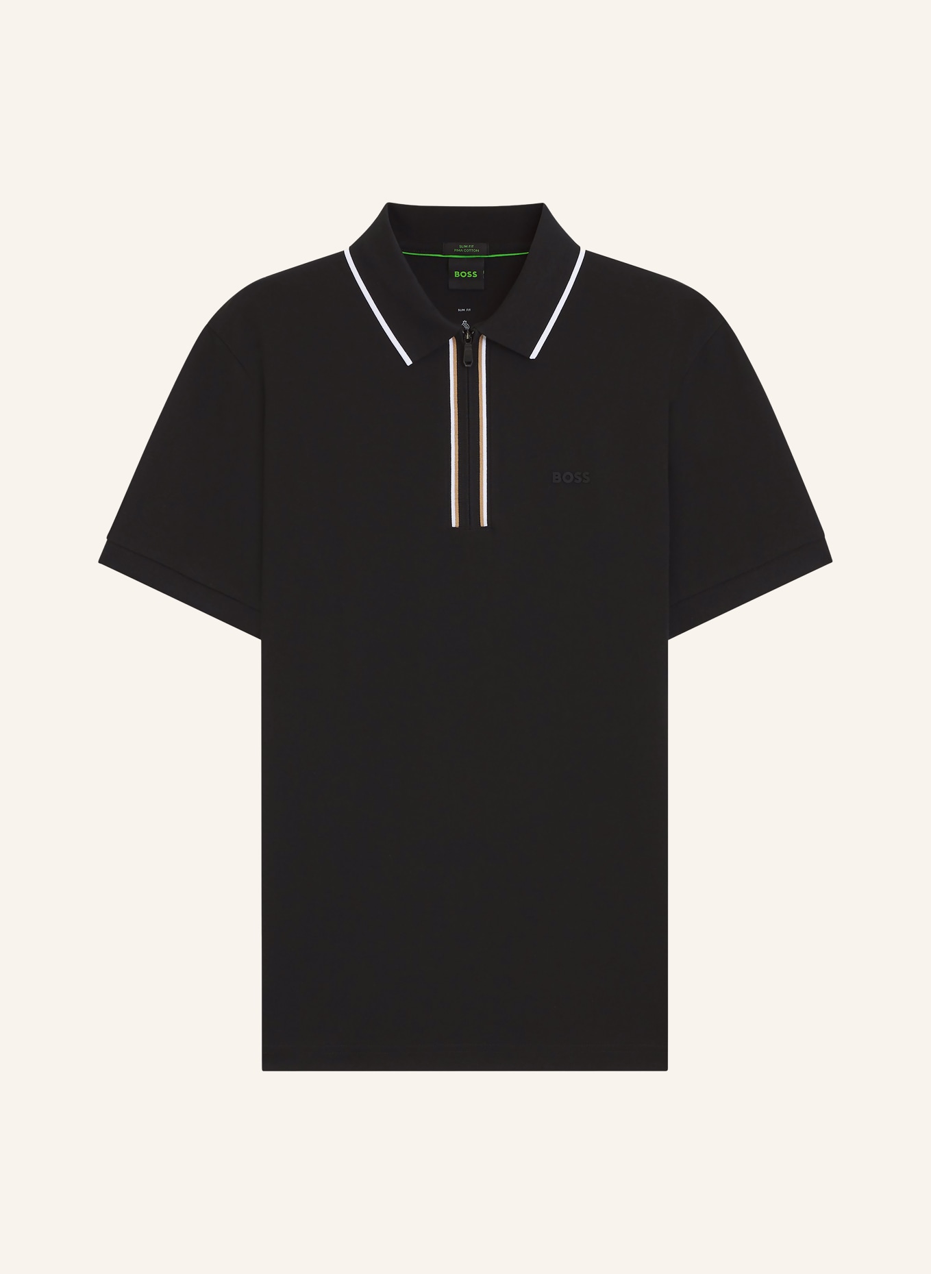 BOSS PHILIX jersey polo shirt: BLACK / LIGHT BROWN / WHITE