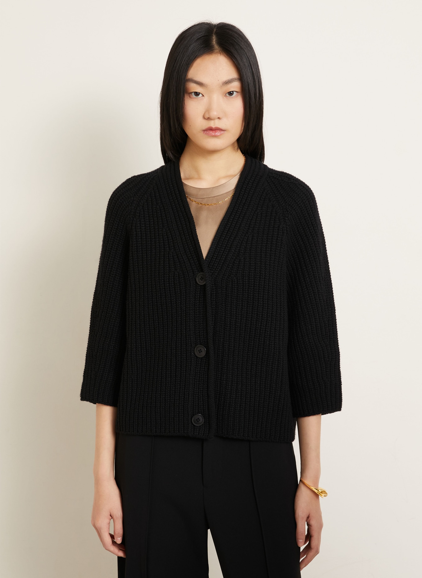 IRIS von ARNIM Strickjacke FALLOU aus Cashmere mit 3/4-Arm: SCHWARZ