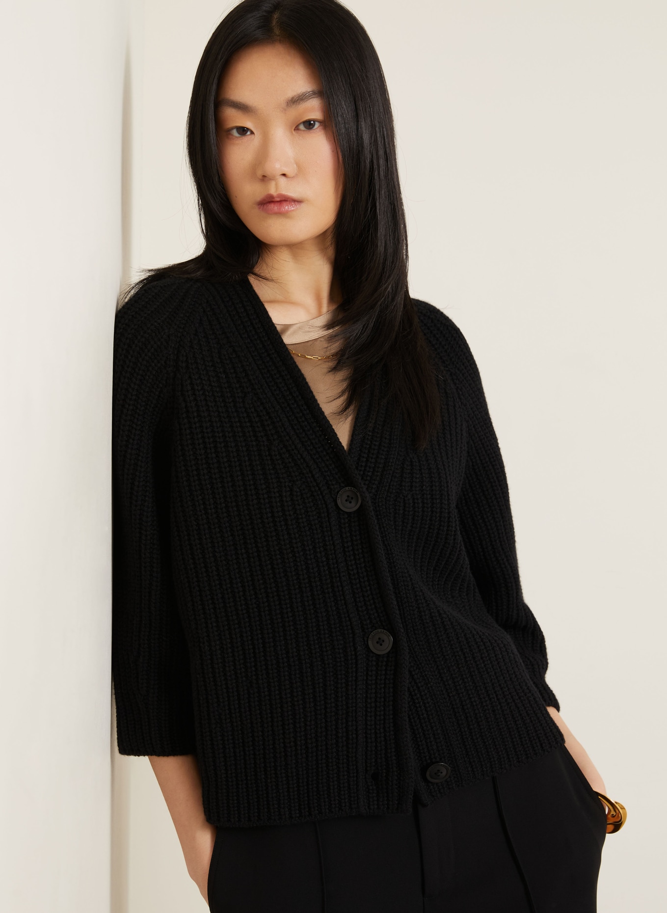 IRIS von ARNIM Strickjacke FALLOU aus Cashmere mit 3/4-Arm: SCHWARZ