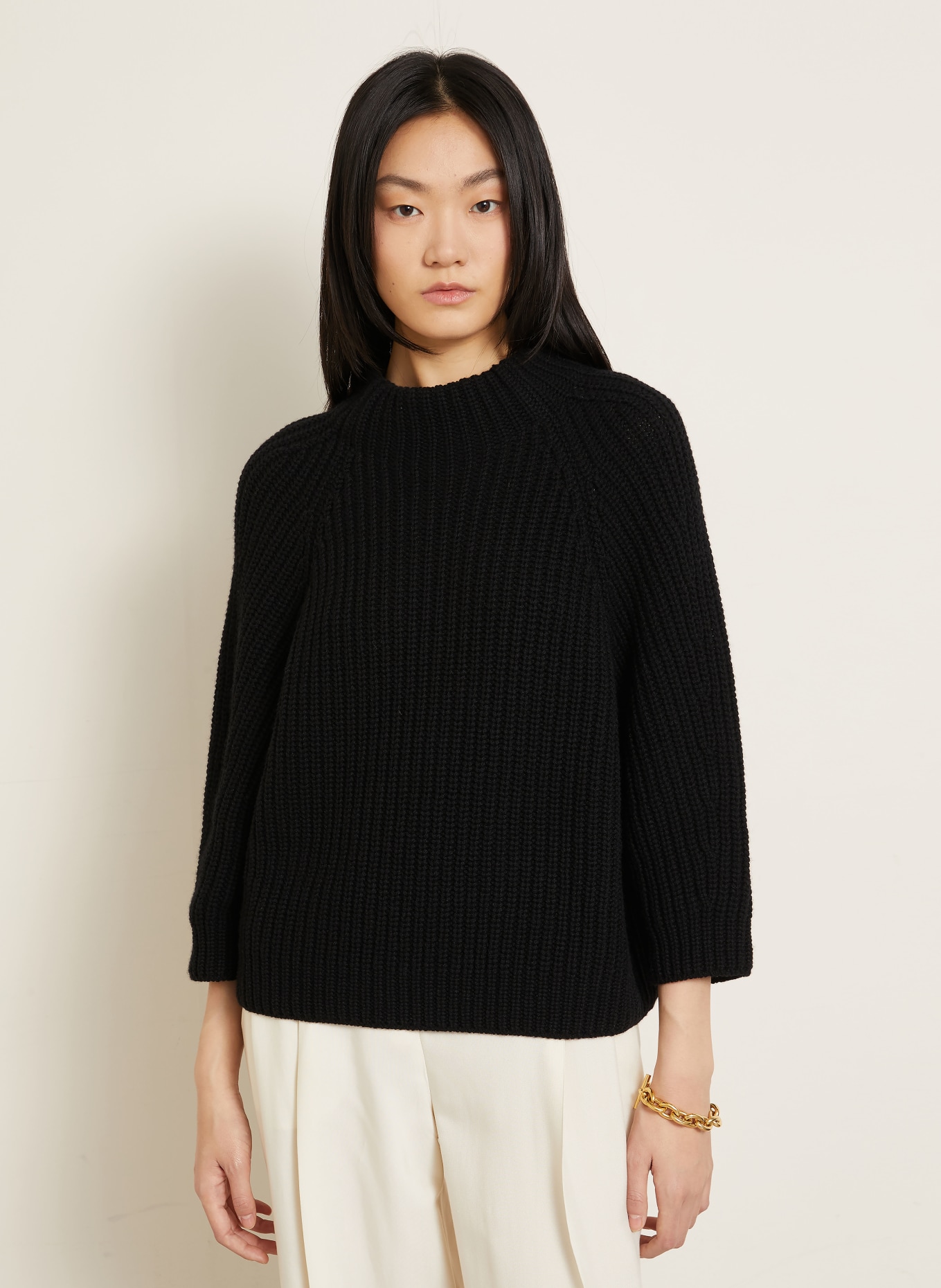 IRIS von ARNIM Cashmere-Pullover FALLOU mit 3/4-Arm: SCHWARZ