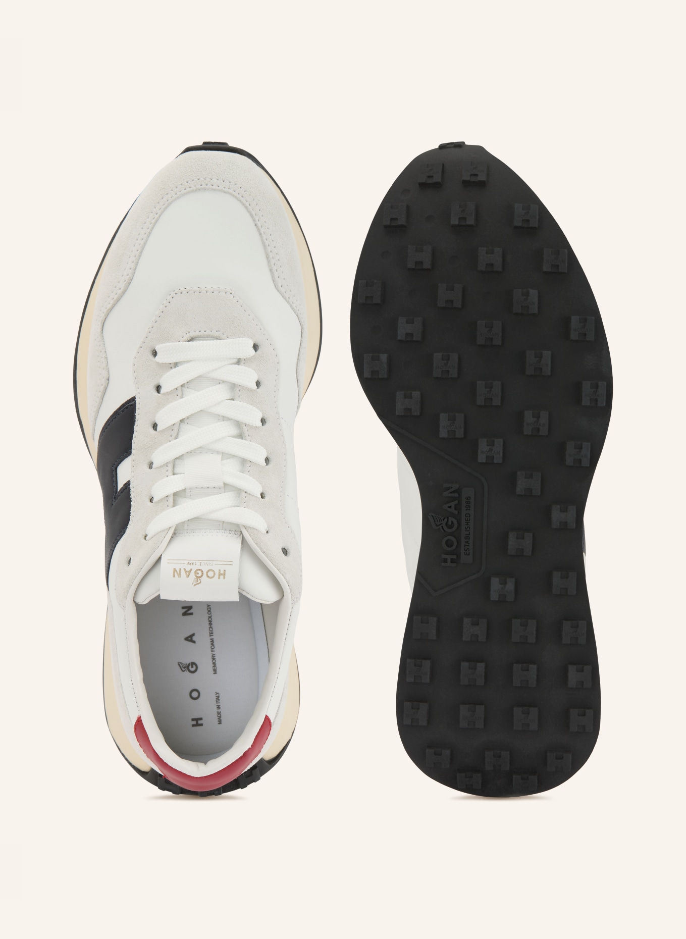 HOGAN Baskets H601: BLANC / ROUGE FONCÉ / NOIR