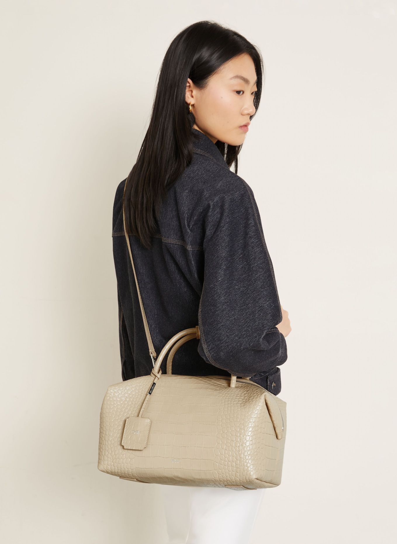 Max Mara Handtas HOLDALLLCROC: BEIGE