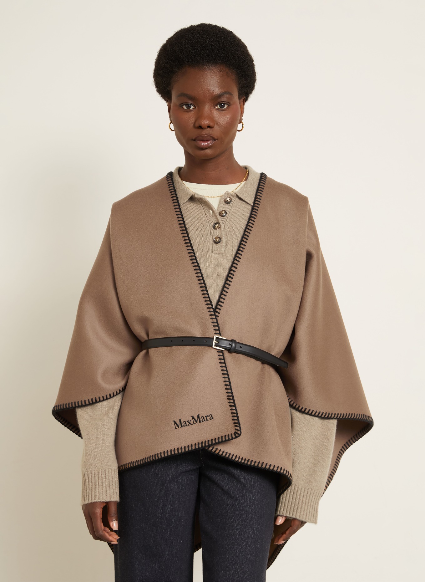 Max Mara Cape COLOMBA: BRAUN / SCHWARZ