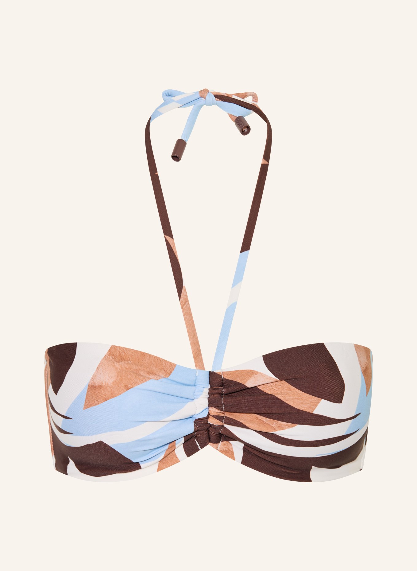 Marc O'Polo Bandeau-bikinitop: WIT / MARRON FONCÉ / LICHTBLAUW
