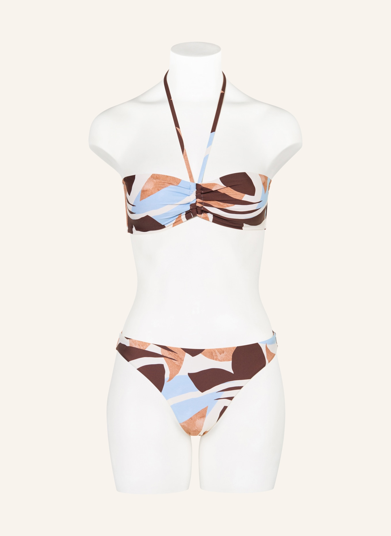 Marc O'Polo Bandeau-bikinitop: WIT / MARRON FONCÉ / LICHTBLAUW