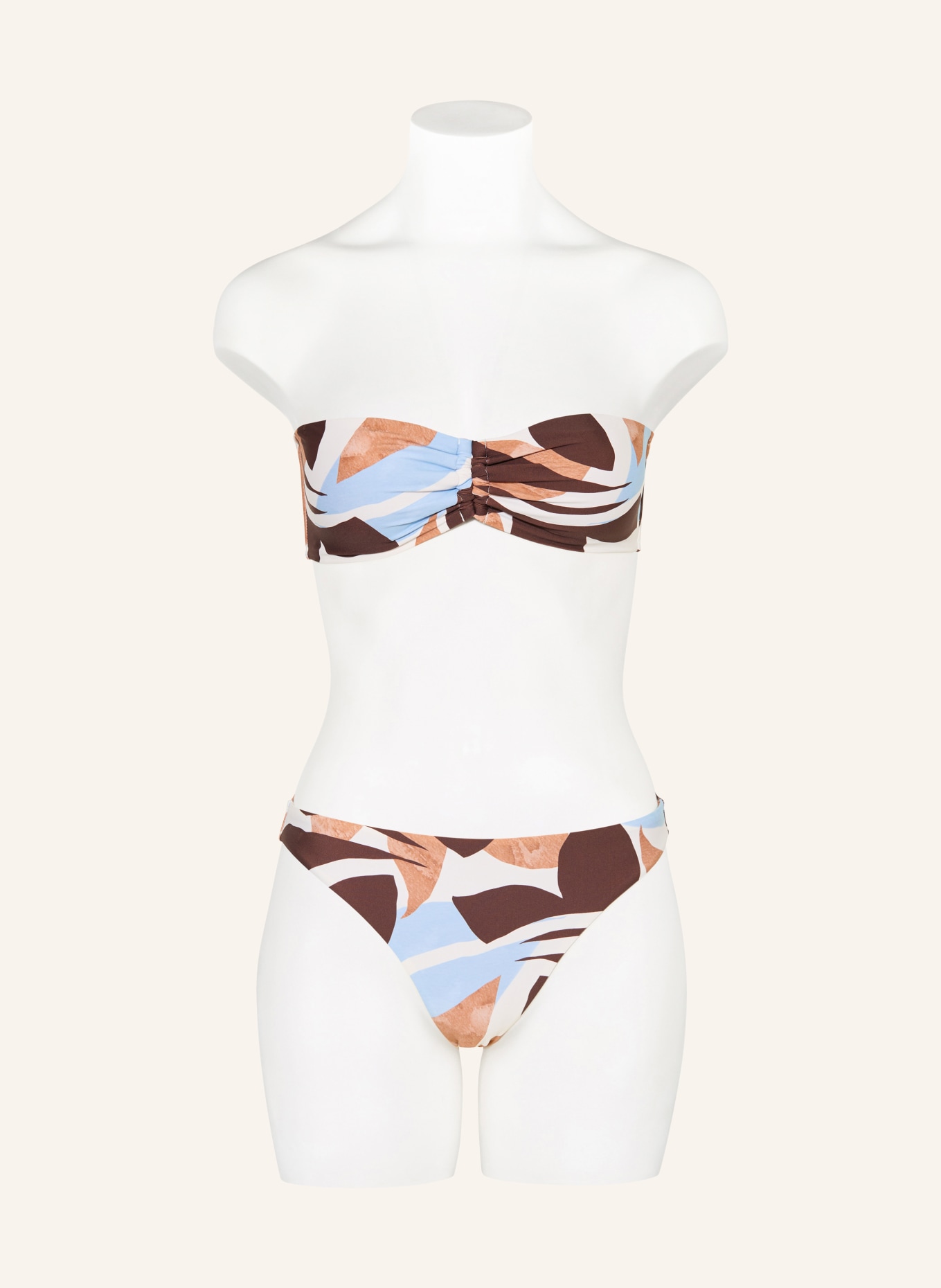 Marc O'Polo Bandeau-bikinitop: WIT / MARRON FONCÉ / LICHTBLAUW