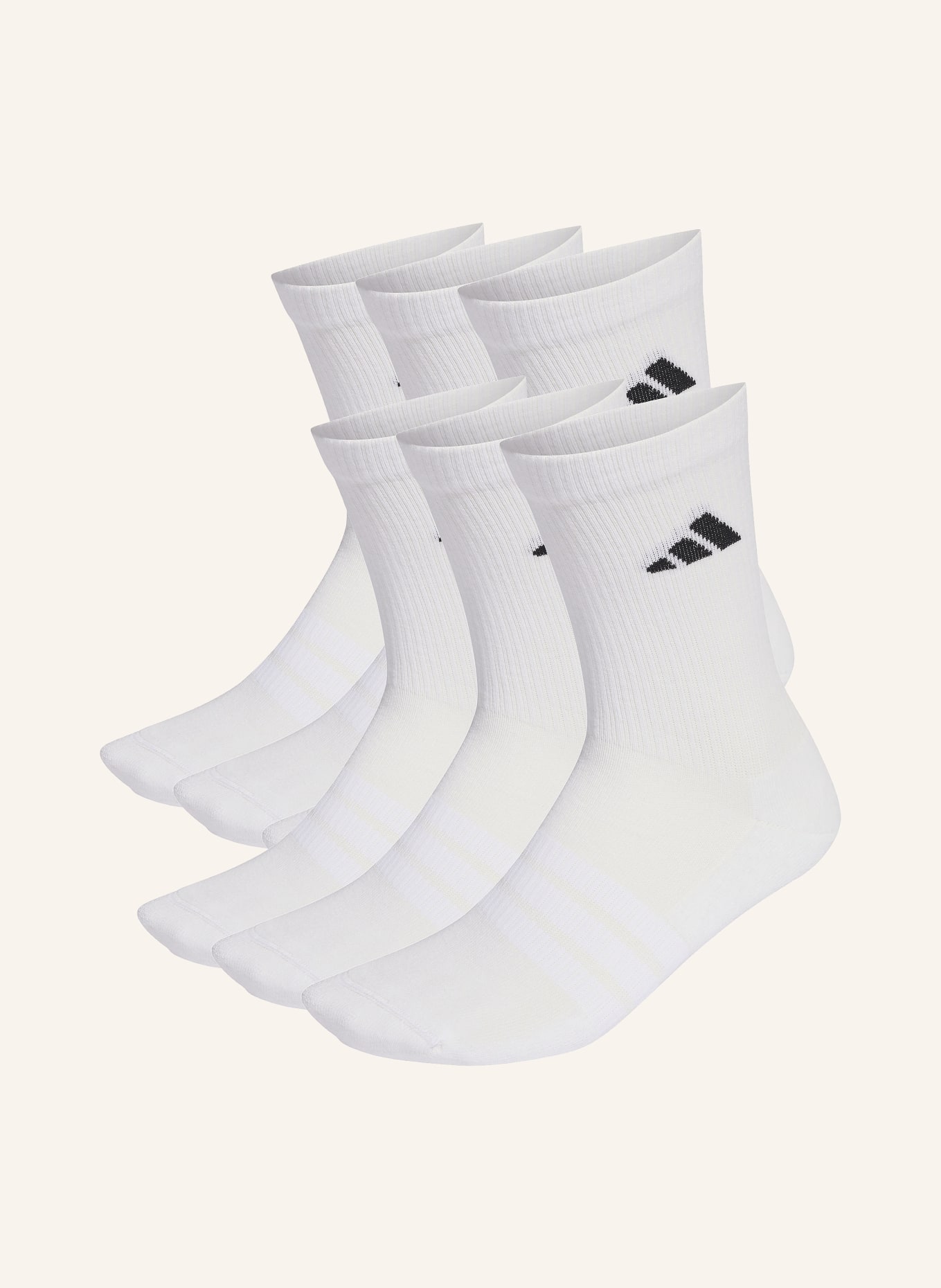 adidas 6er-Pack Sportsocken CUSHIONED CREW: WEISS / SCHWARZ