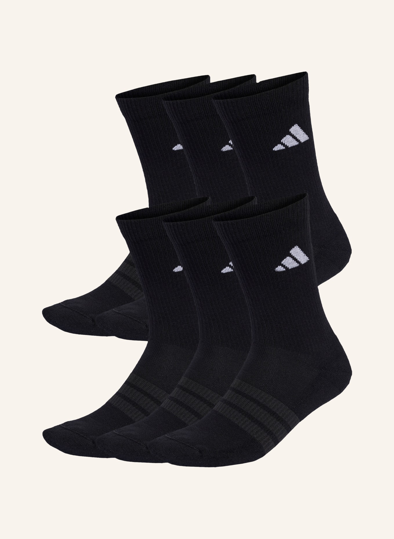 adidas 6er-Pack Sportsocken CUSHIONED CREW: SCHWARZ / WEISS