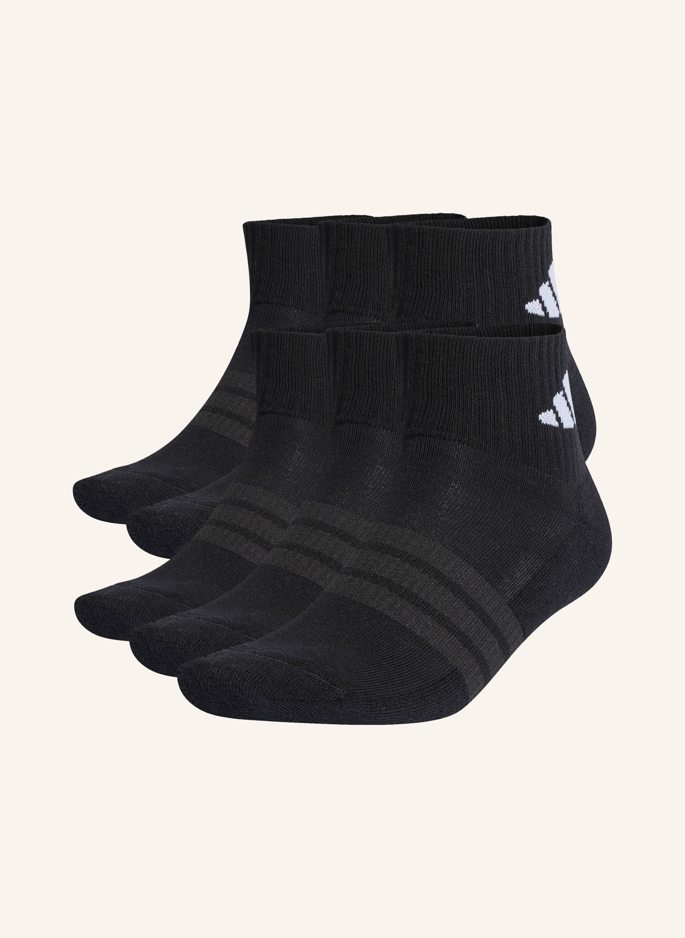 adidas 6er-Pack Sportsocken CUSHIONED ESSENTIALS ANKLE: SCHWARZ / DUNKELGRAU / WEISS
