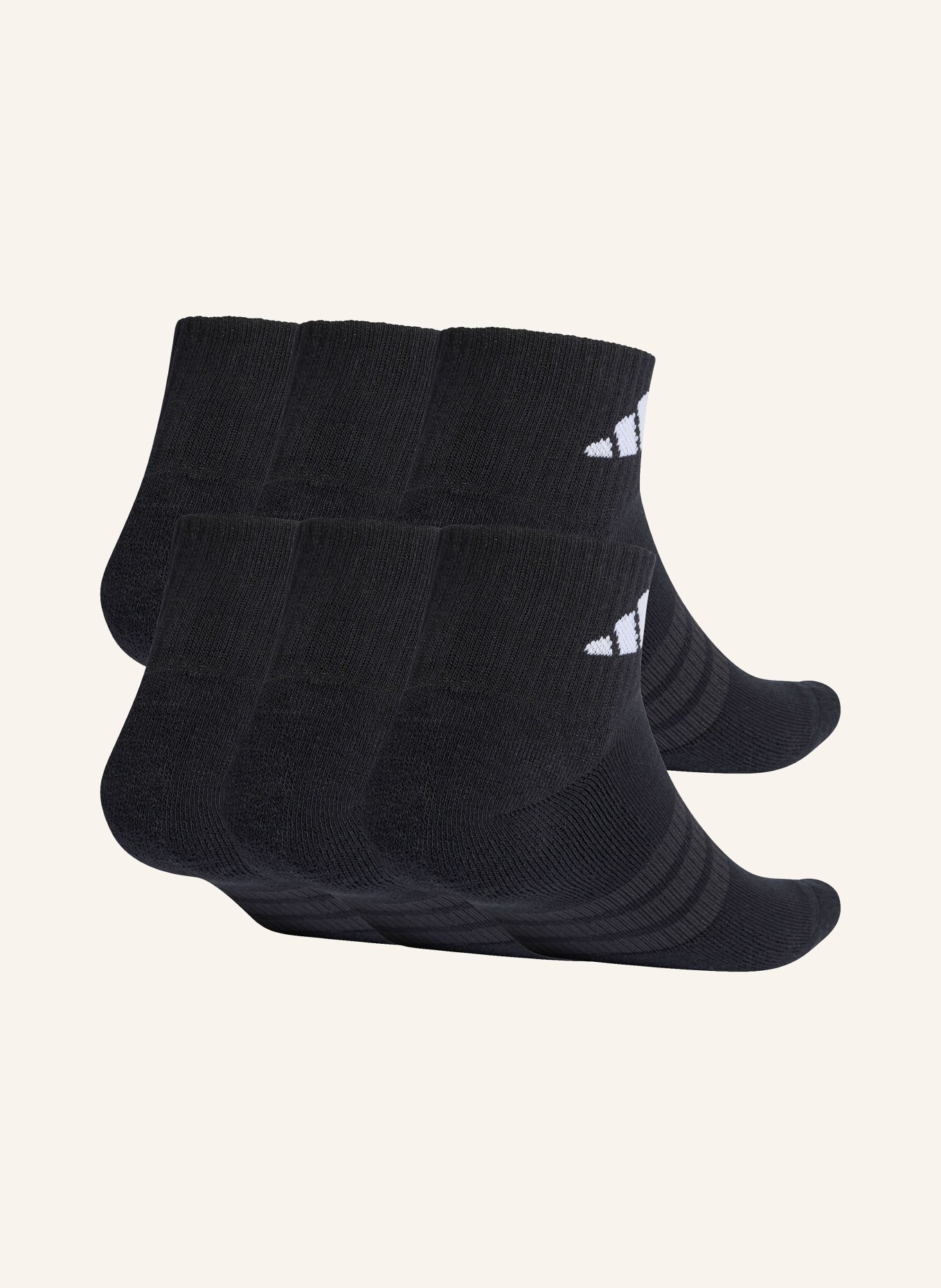 adidas 6er-Pack Sportsocken CUSHIONED ESSENTIALS ANKLE: SCHWARZ / DUNKELGRAU / WEISS