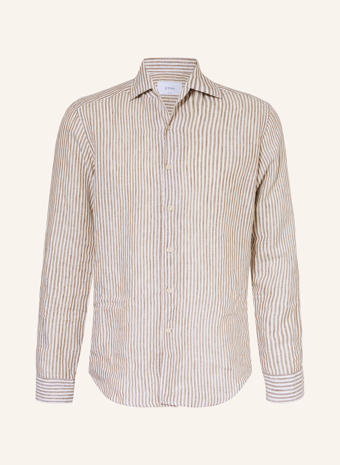 ETON Leinenhemd Regular Fit: BEIGE / WEISS
