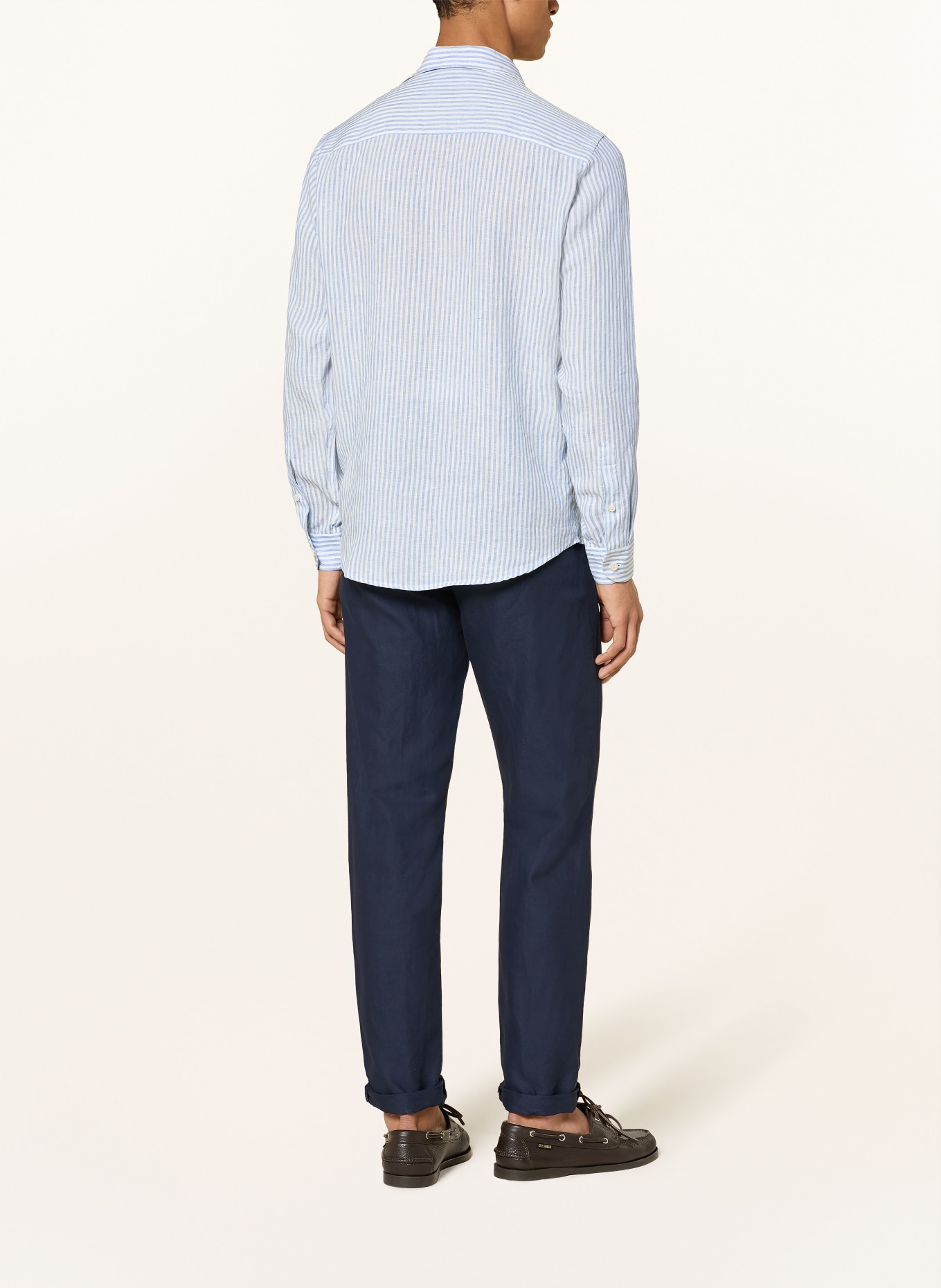 ETON Chemise en lin coupe classique: BLEU / BLANC